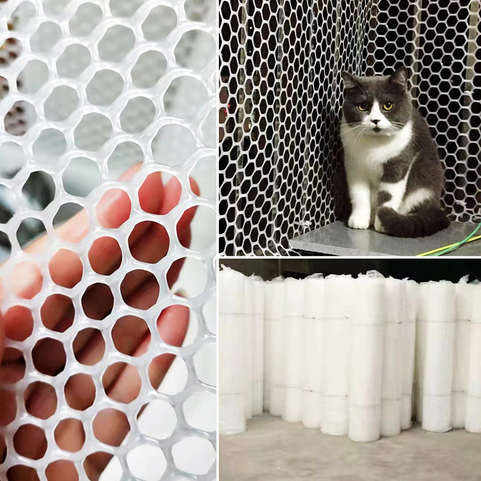 Rollo Malla Enrejado Valla para Jardin Gallinero Malla De Valla De Alambre De Pollo De Plástico Blanco, Malla Plástica Para Cercas De Aves De Corral Con Riel Para Balcón, Protección De Pantalla De Seg