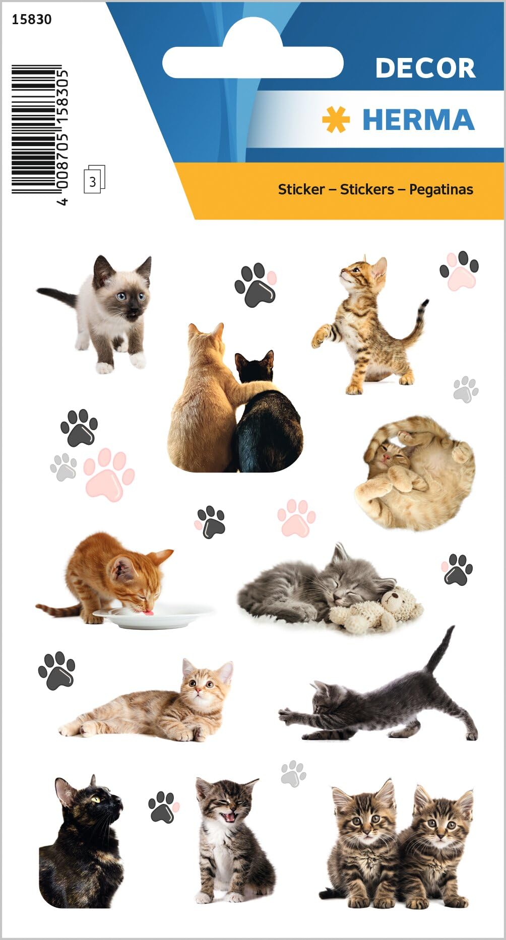 Herma Cat Stickers, Animal Stickers for Children and Toddlers, Children's Stickers with Cat Motif for Sticker Album Scrapbook Photo Album Gift Birthday Decoration Letters Crafts
