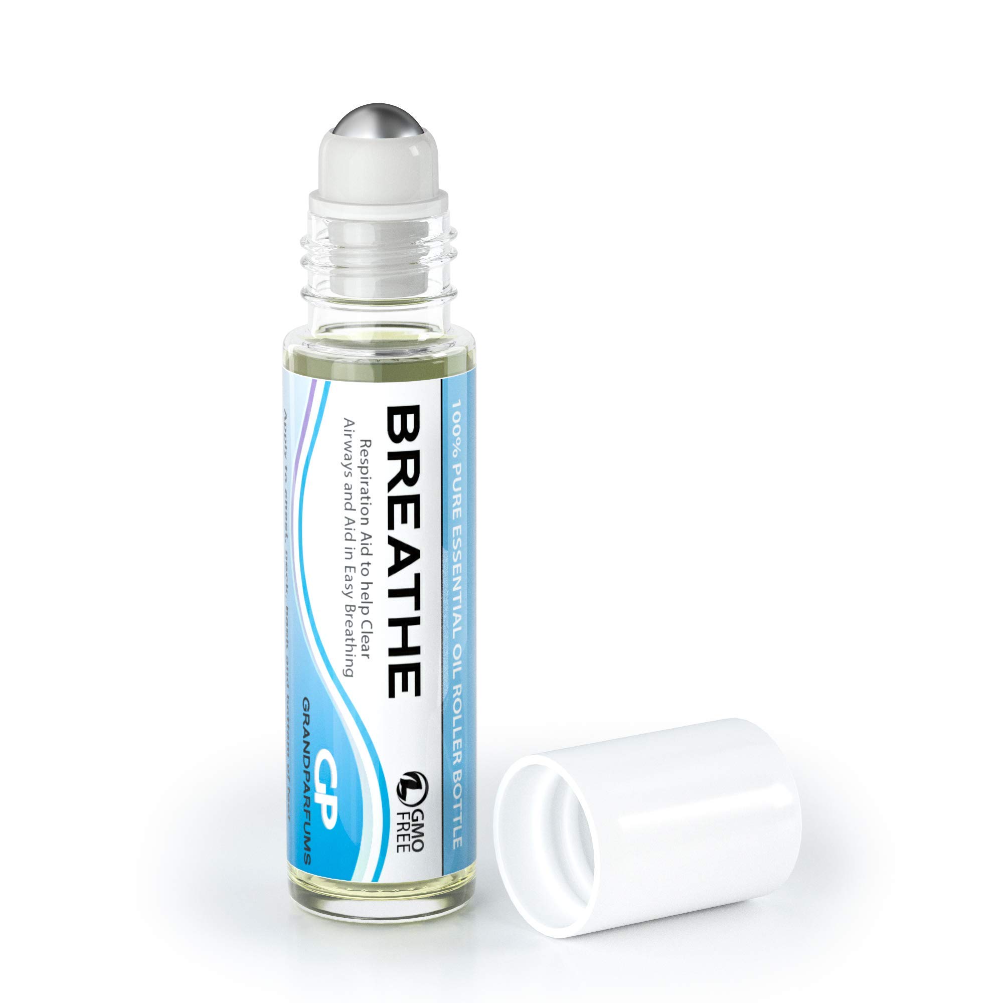 Breathe Essential Oil Blend Roll On for Respiratory Support - Breathing Ease, Reduce Congestion with Lemon, Peppermint & Eucalyptus 100% Pure Therapeutic Grade High Potency by Grand Parfums (1)