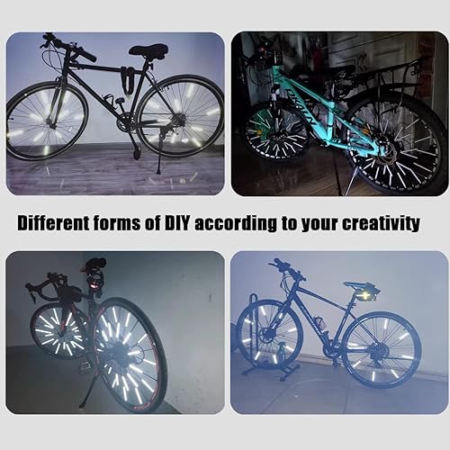 Miniatura 7 de Hsathoac 72 reflectores de radios 3M para bicicletas, reflectores de radios de bicicleta de visibilidad de 360, tubo reflector de rueda de