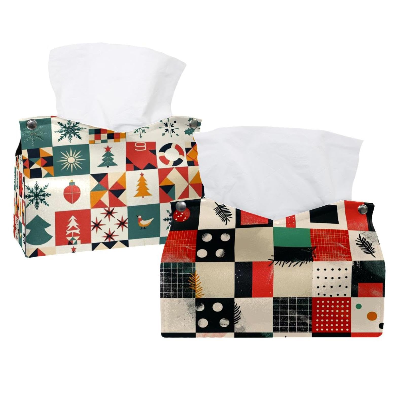 Porte-mouchoirs de Noël pour table de fête lot de 2 boîtes à mouchoirs en tissu écossais