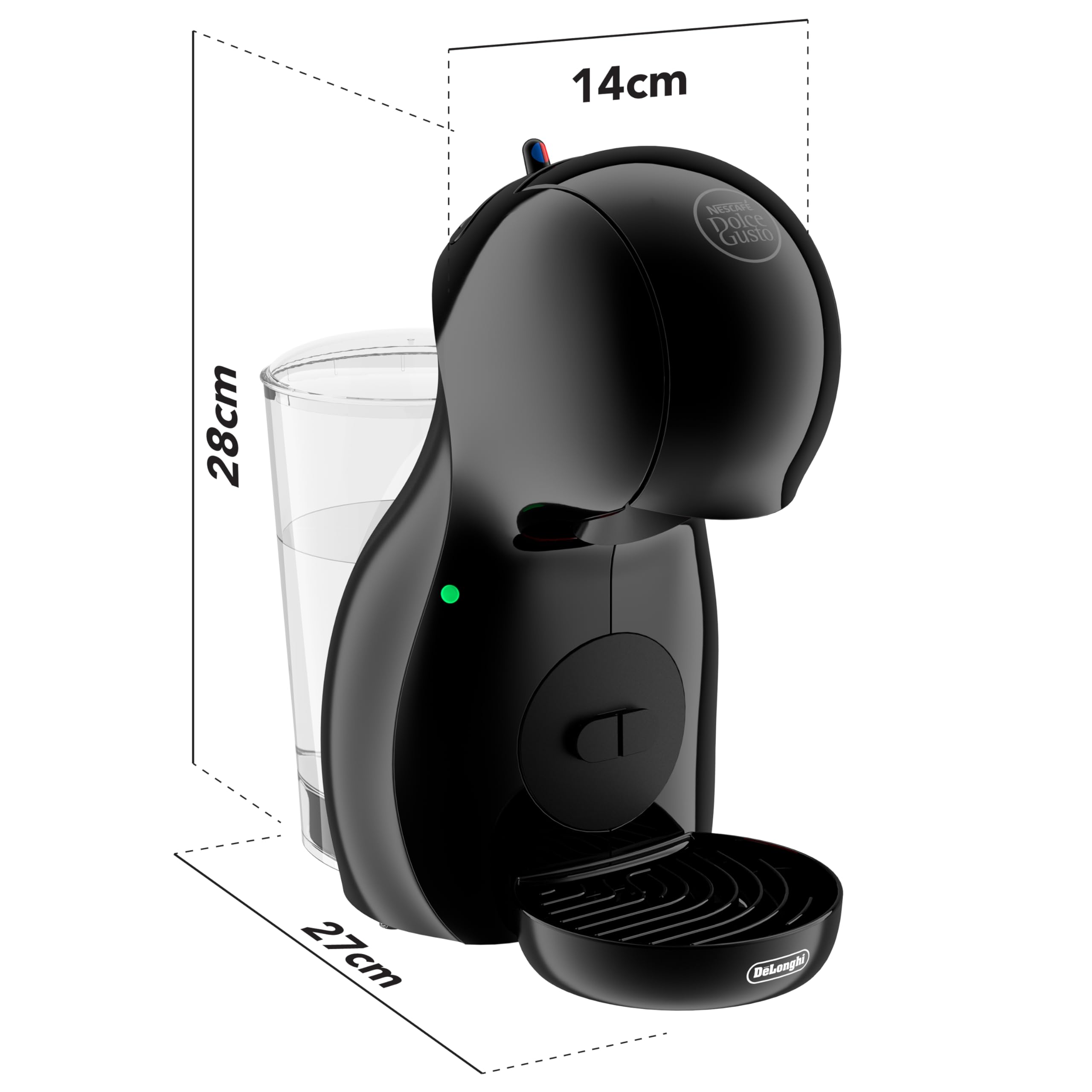 De'Longhi Nescafé Dolce Gusto Piccolo XS EDG210.AB, Cafetera de Cápsulas con Diseño Compacto, Apagado Automático, Bebidas Frías y Calientes, 15 Bares de Presión, Negro