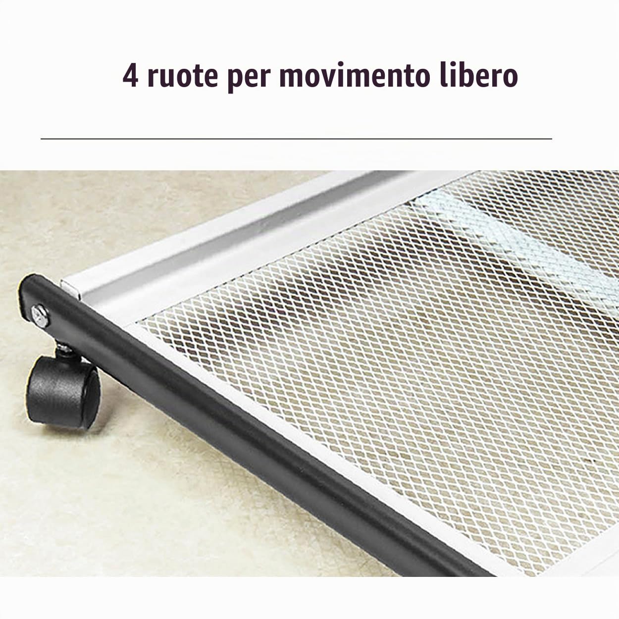 TUKA-i-AKUT Portariviste con 4 Ripiani + Ruote, Espositore da Pavimento per Pubblicazioni Brochure Riviste Giornali Letteratura Opuscoli, Porta Brochure in Acciaio Inossidabile, 60x40x113 CM TKD8692