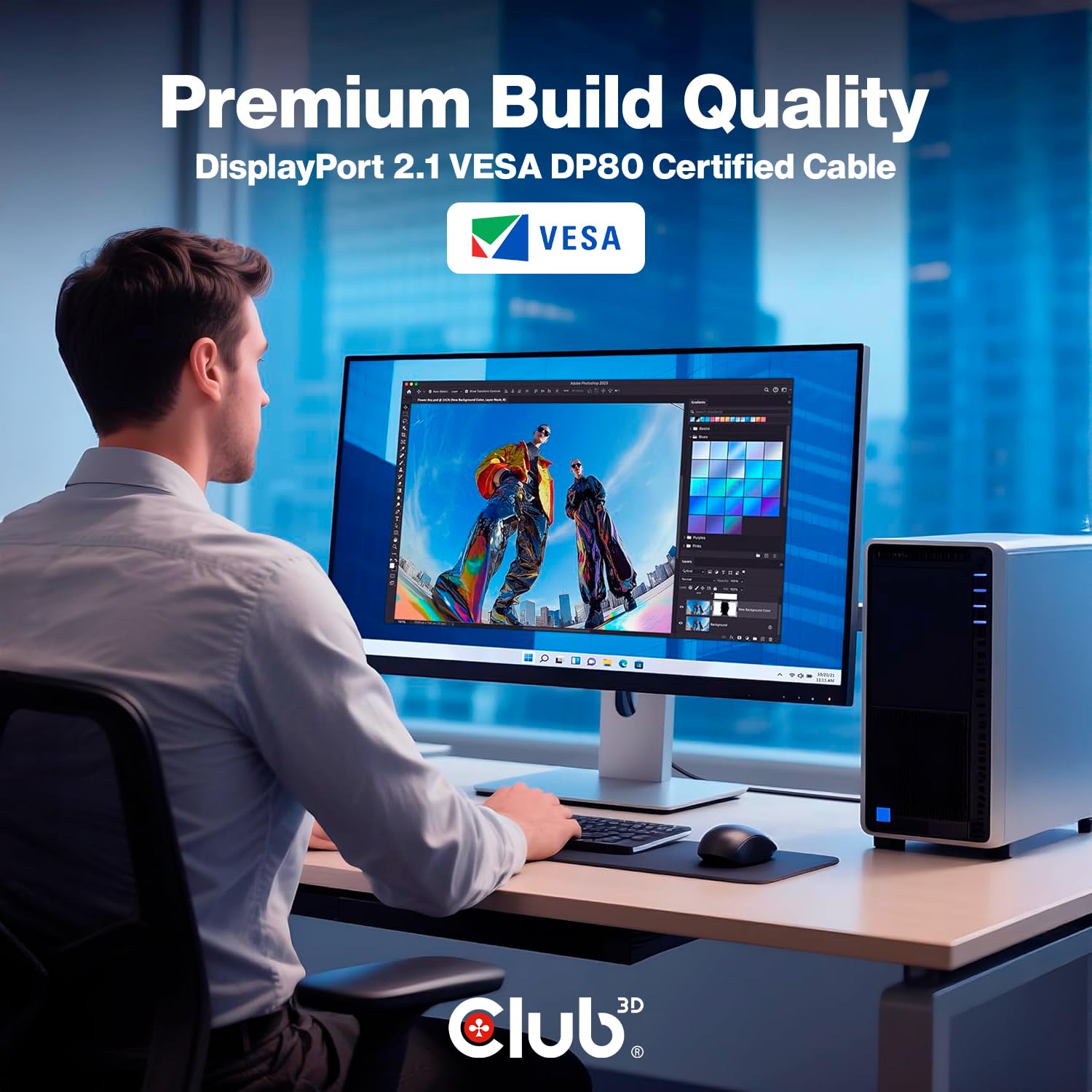 Club3D CAC-1094 DisplayPort™ 2.1 VESA DP80 - Cavo certificato 8K240Hz 2m