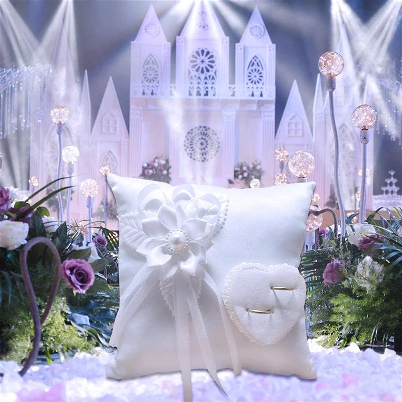 Coussin Alliance Mariage Coussin for alliances de Mariage, Coussin Rustique for alliances, Coussin for alliances de Mariage Blanc Romantique, 20 x 20 cm