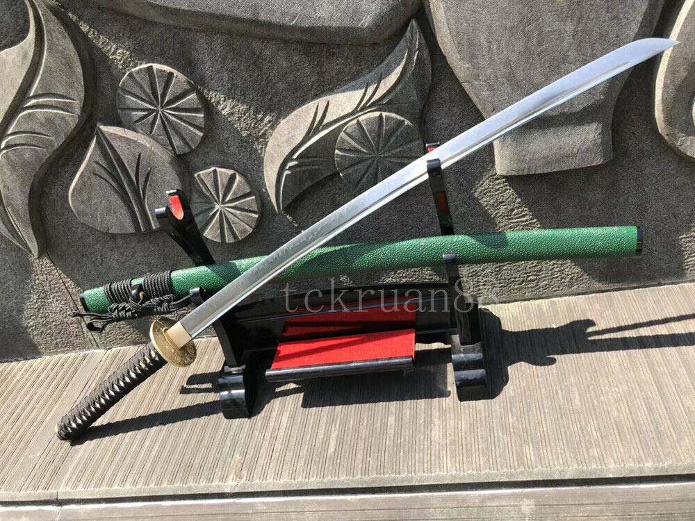 YL Sword Clay Tempered T10 Steel Full Tang Japanese Samurai Katana Sword Ray Skin Saya