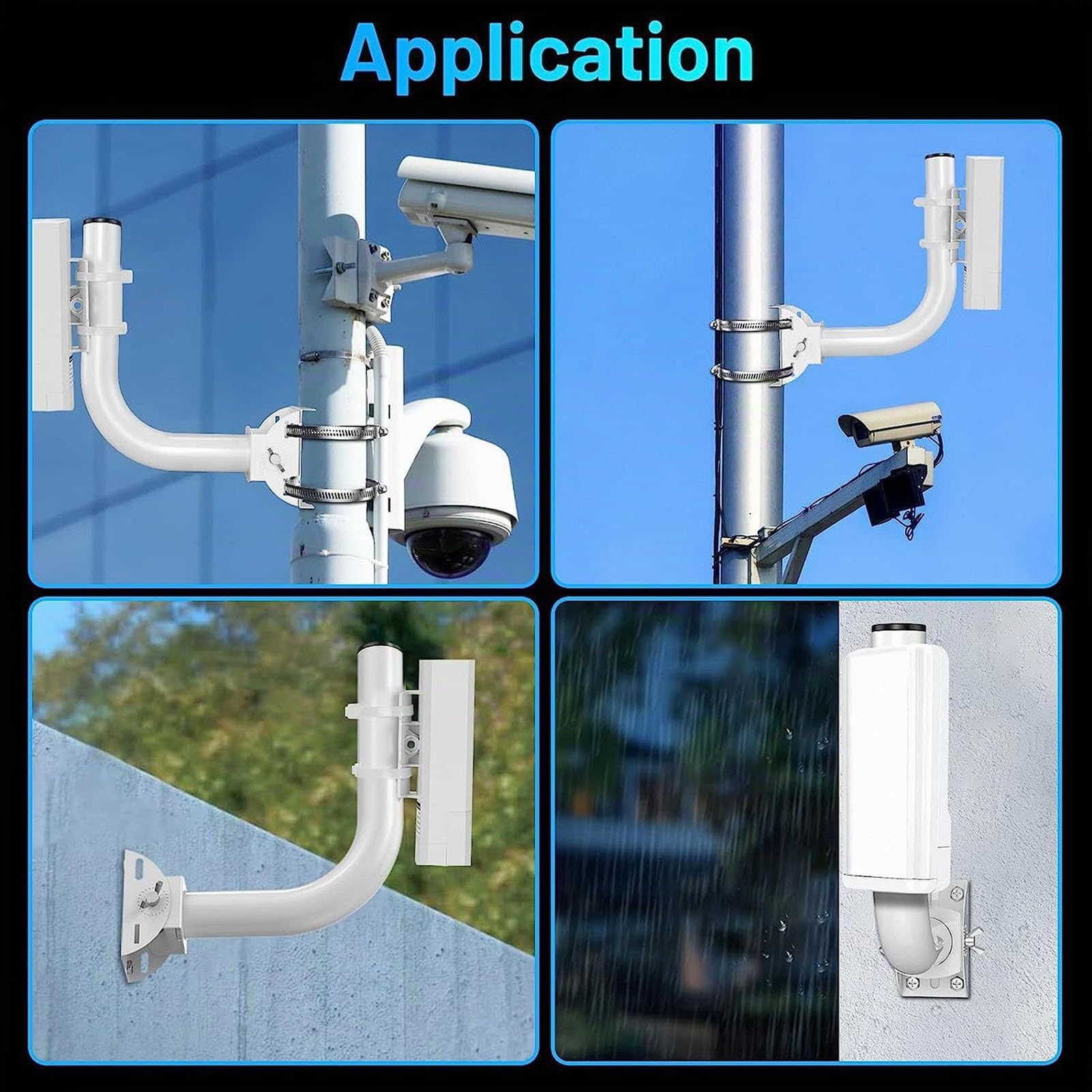 Support de Pont sans Fil, 2 Pièces, Accessoire de Montage sur Poteau en J Réglable à 150 ° en Acier Inoxydable pour Antenne Extérieure, Point D'accès AP et CPE