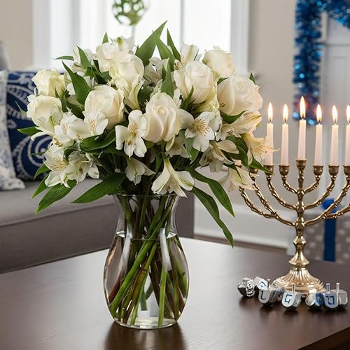 Miniatura 17 de Benchmark Bouquets - Rosas encantadoras y astromelias, jarrón incluido, flores frescas cortadas y cultivadas, regalo para decoración del hogar