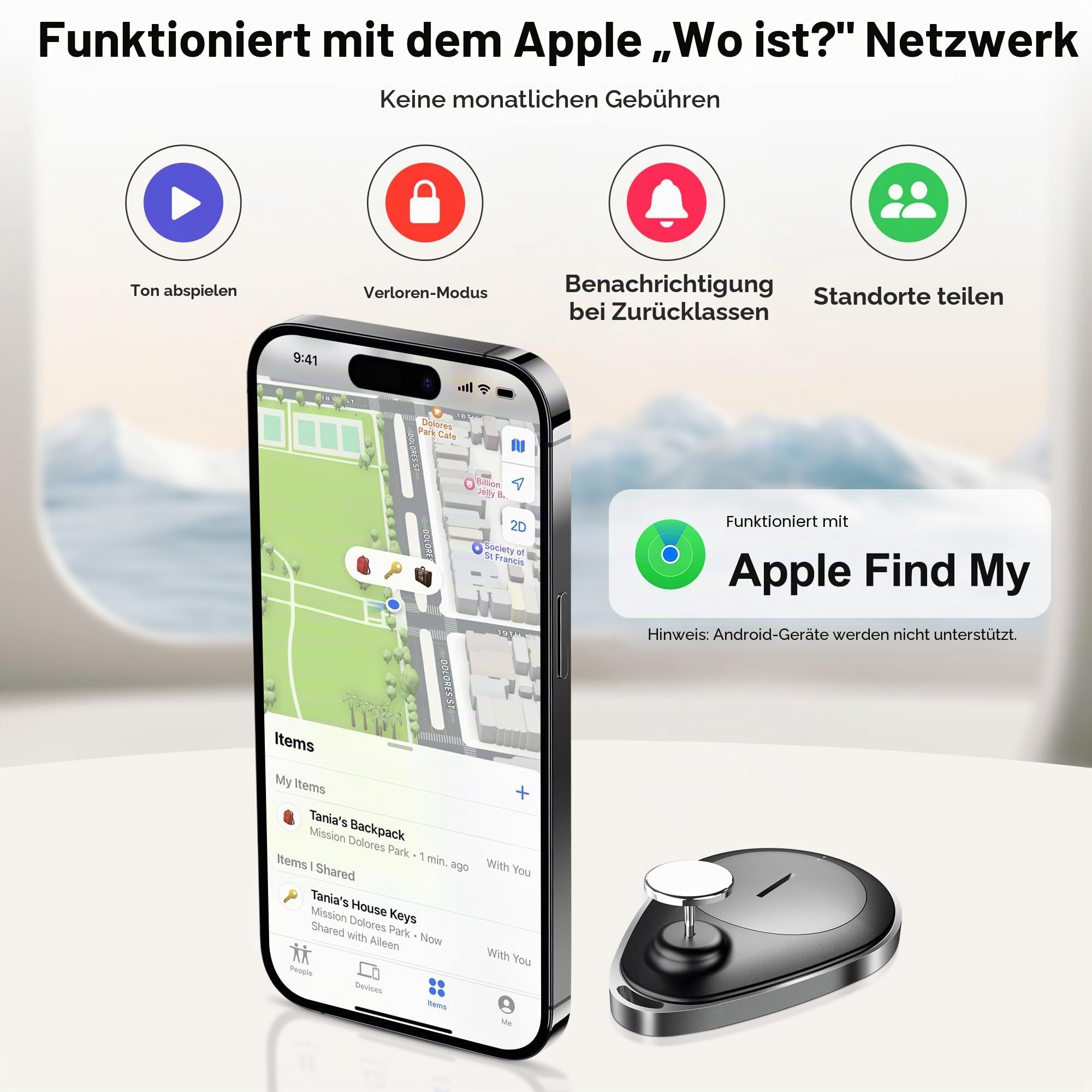 Otag GPS-Tracker für Kinder, 4er-Pack, Schlüsselfinder funktioniert mit Apple Find My (nur iOS), IP67 wasserdicht, Privatsphäre, verlorener Modus, Bluetooth-Tracker für Kinder, ältere Menschen