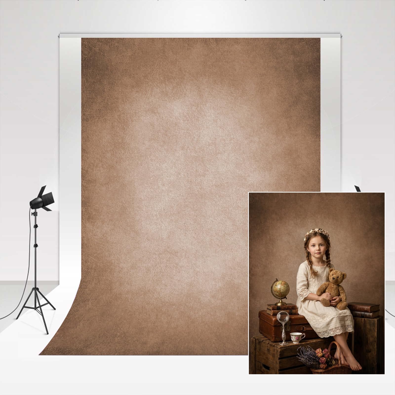 Kate Kunst Fotografie Dekors Braun 2 x 3 m Vintage Plüsch Textur Foto Studio Hintergrund Hochzeit Faltbar Portrait Hintergrund Video Hintergrund Farbe Weich Neugeborenes Baby Foto Booth