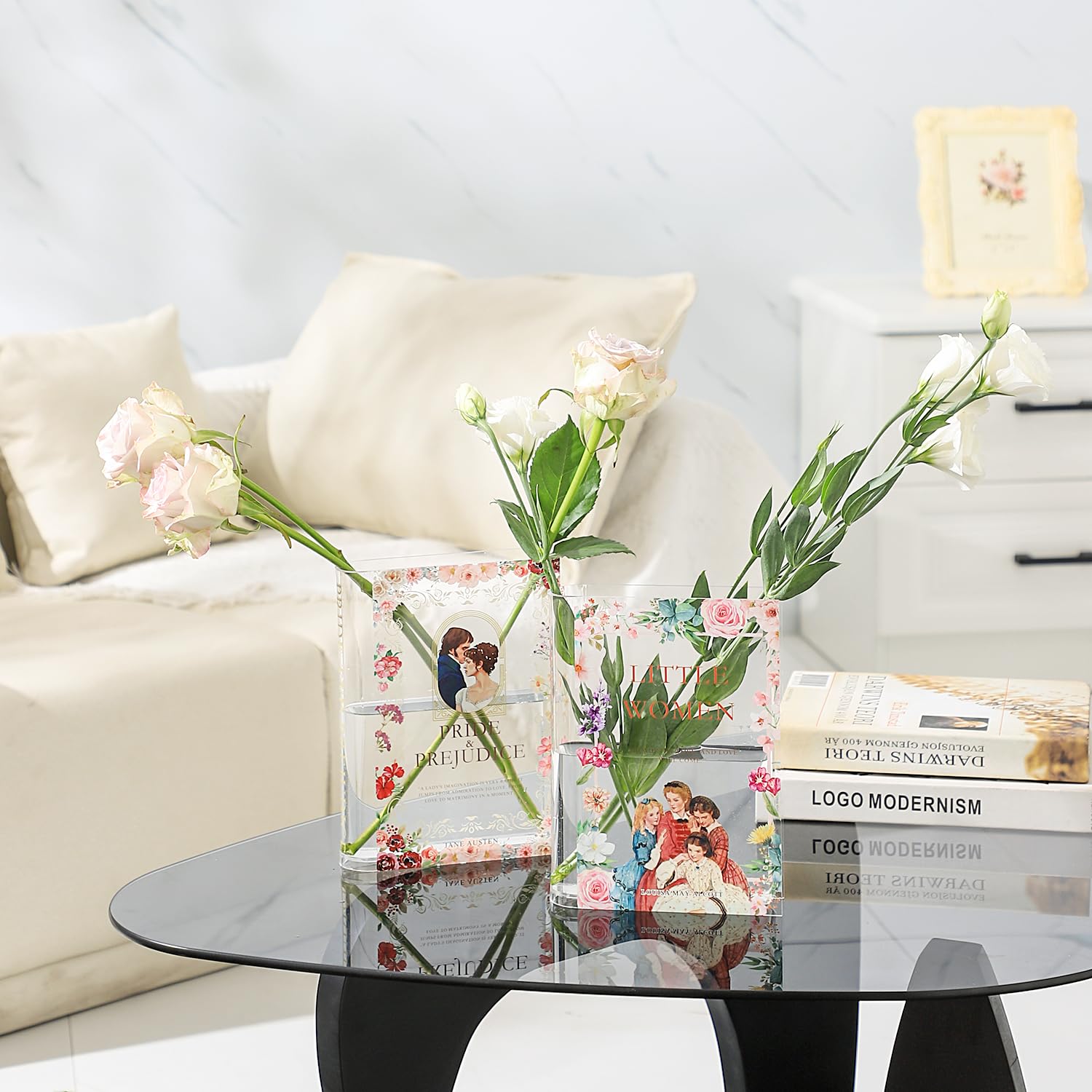 PORPAN Book Vase, Acrylic Book Vase for Flowers A Book About Flowers Vase, Book Shaped Vase, Book Flower Vase Clear - Image 3