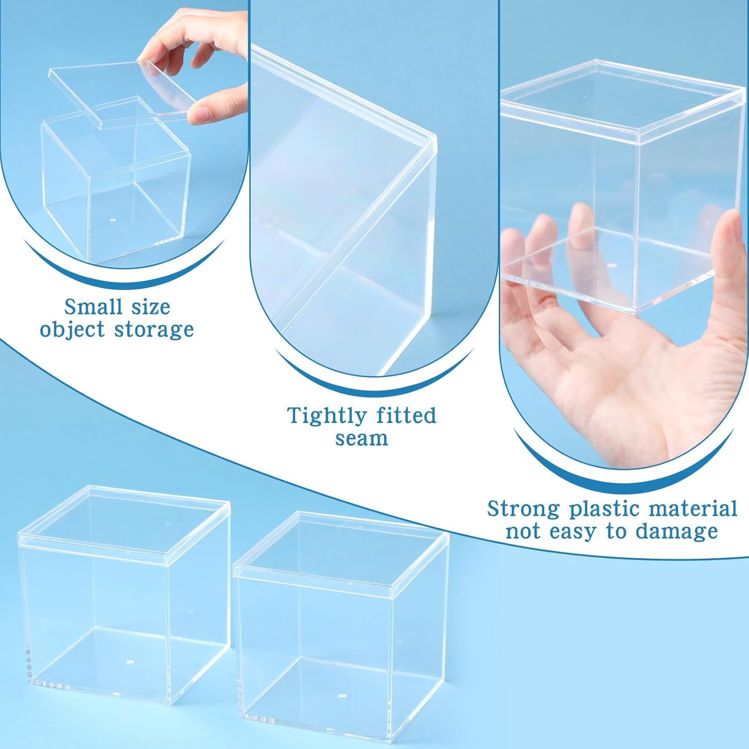 12 PCS Acrylic Square Cube 3 x 3 x 3 Inches, Small Clear Plastic Display Boxes with Lids, Clear Acrylic Storage Square Cube Boxes, Display Case Container for Candy Jewelry Tiny Items