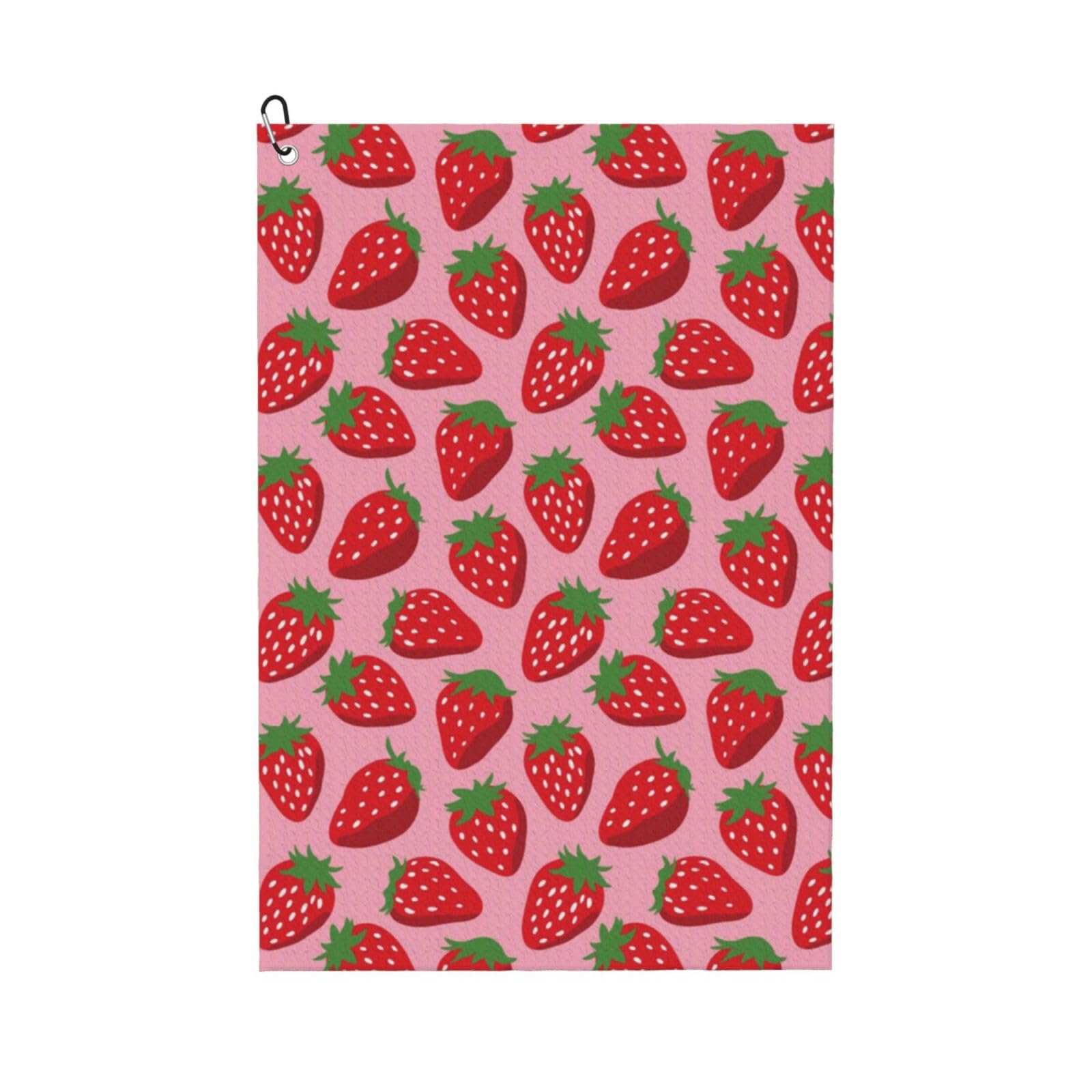 Hnnkloy Strawberry, 16x24 in Portable Waffle Golf Towels with Carabiner Clip for Golf Bag