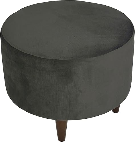 MJL Furniture Designs Sophia Collection Ennis Series - Otomana redonda contemporánea, patas de madera y peltregris oscuro