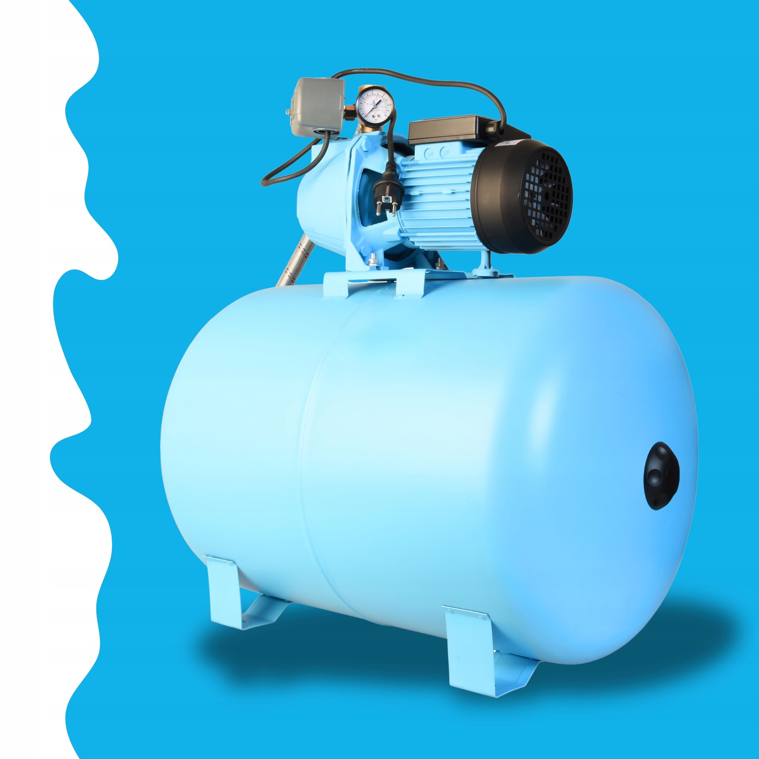 Impianto idrico domestico JET 100S - Pompa per l'approvvigionamento idrico domestico con serbatoio da 100L - Ghisa - Pompa dell'acqua (3600l/h, 1100W, prevalenza 50m) - Pompa da giardino con