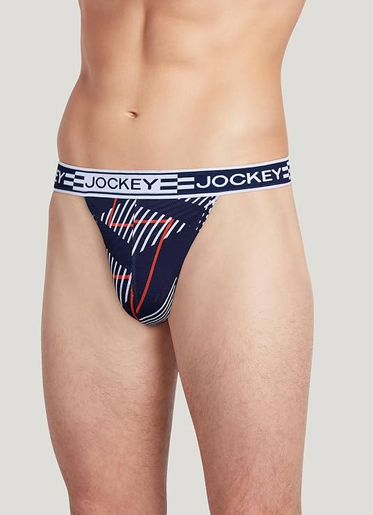 Jockey Men's Underwear Sport Cooling Mesh Performance String Bikini, Naval Blue, M