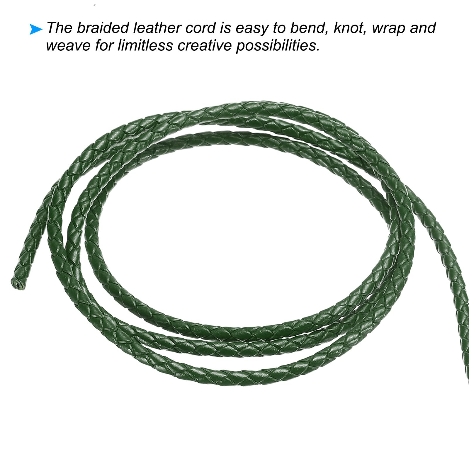 PATIKIL Round Braided Leather Cord - Image 4