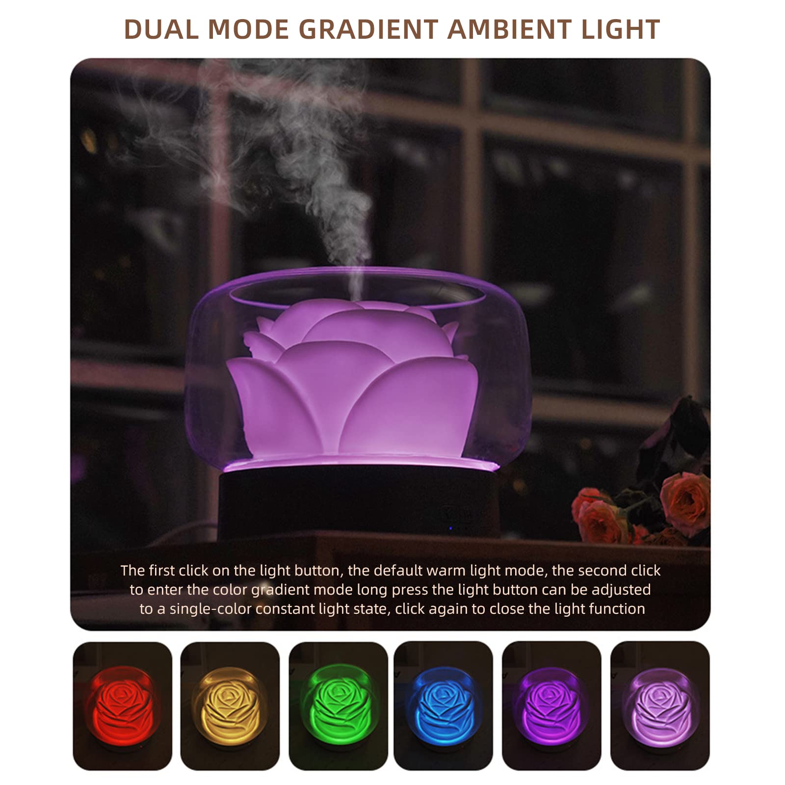 BestAlice Diffusori di oli essenziali, diffusori per oli essenziali, grande stanza, diffusore per aromaterapia da 400 ml con luce in 7 colori, spegnimento automatico senz'acqua, bianco-UK