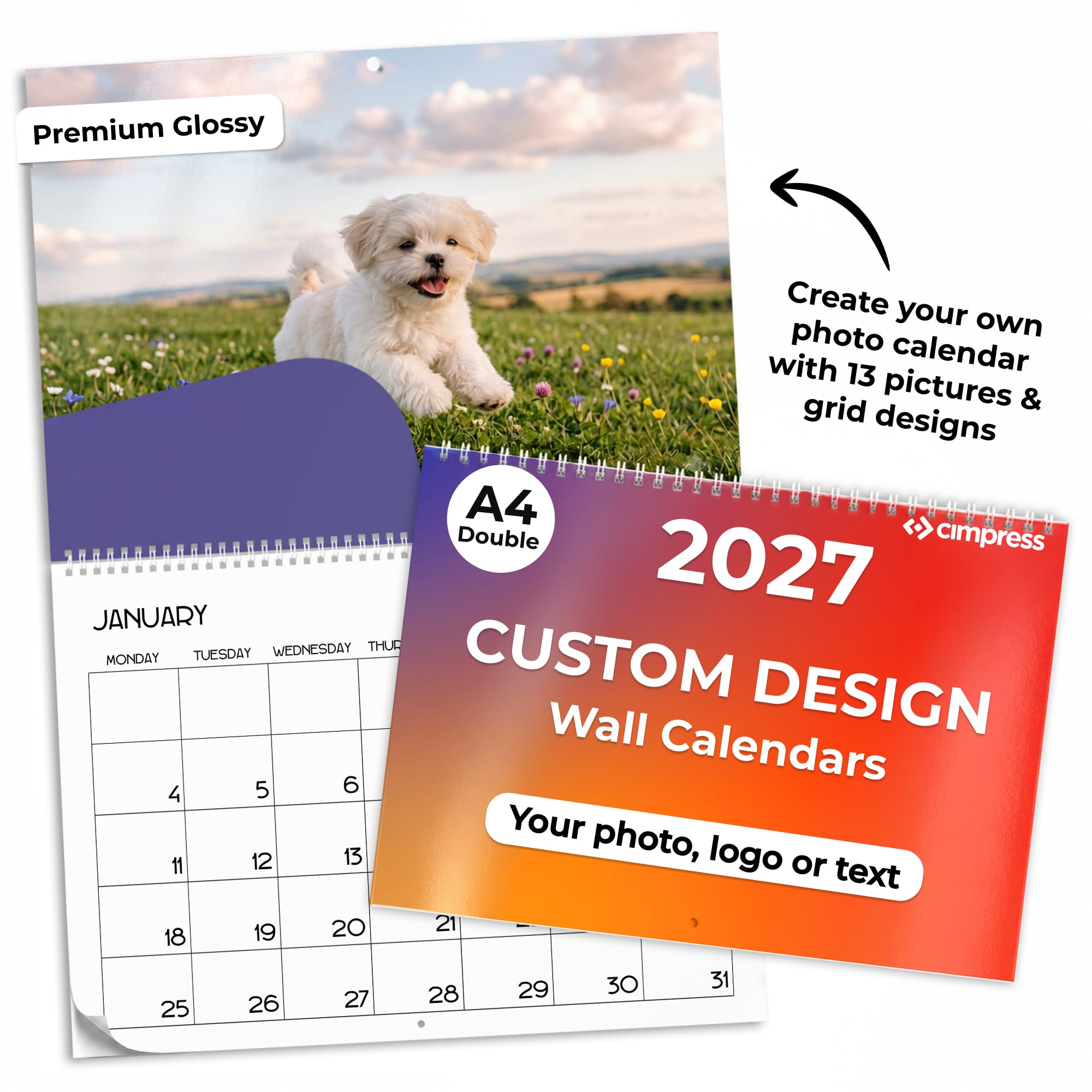 Calendar 2027 Custom Design A3 Double 59.4x42cm 300gsm Premium Glossy