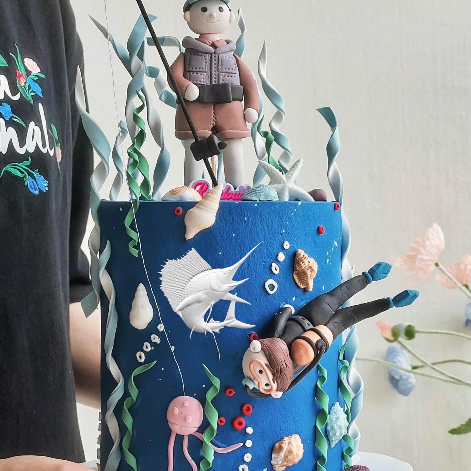 Moule Silicone Poisson MINFEIDMS Moule En Silicone En Forme De Dauphin Pour Décoration De Gâteaux, Pâte à Sucre, Pâte Polymère Moules à Forme Spécifique