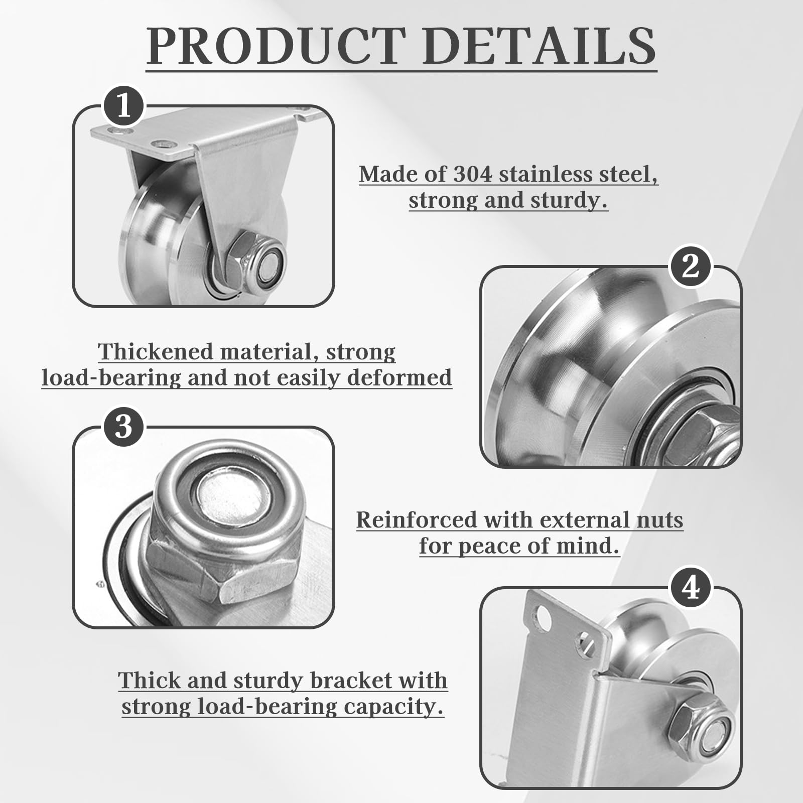 Poulie de Levage, Poulie de Renvoi,Poulie en V 48 Mm | Poulie Inox, pour Câbles en Acier Jusqu'à 15 Mm, Portes Coulissantes, Rails Portes et Fenêtres, etc., Capacité Charge 200 Kg