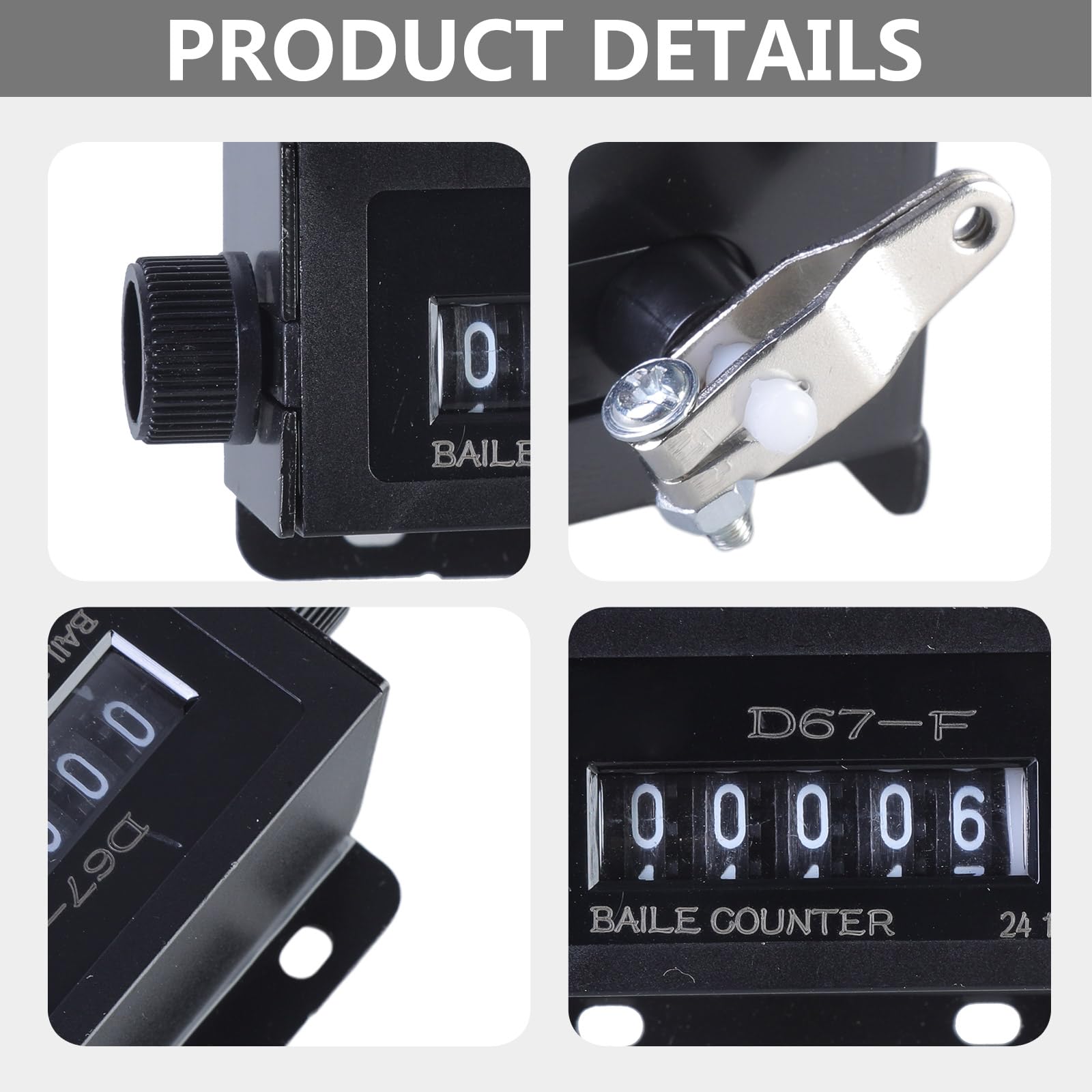 ohohulo D67-F 5 Digits Mechanical Pull Counter Black Casing 0-99999 Mechanical Resettable Lap Counter Counter