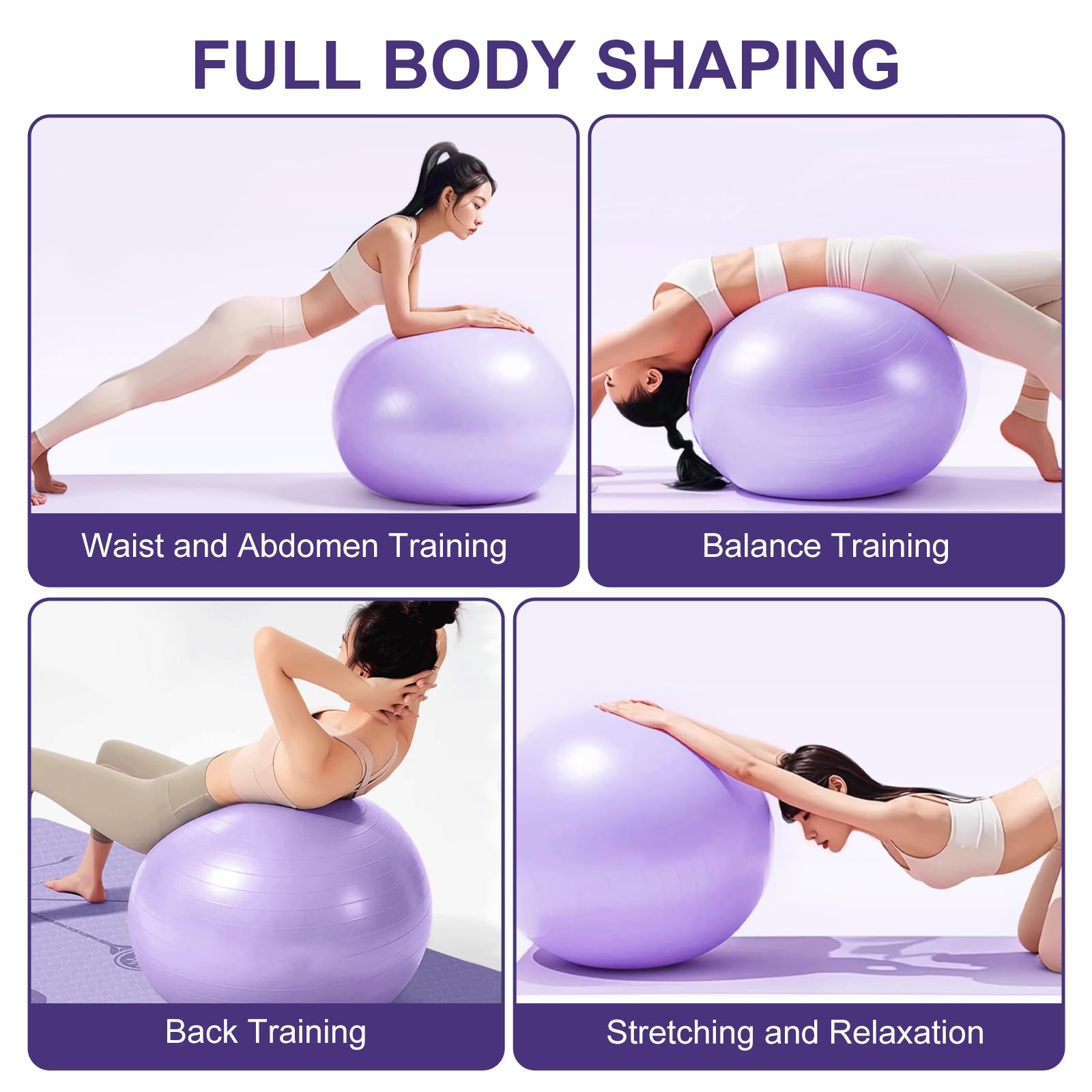 flintronic Gymnastikball, 55 und 65 cm, Ultra-Dicker Anti-Explosions-Yoga-Ball mit aufblasbarer Fußpumpe, Anti-Rutsch-Sitzbal, Robuster Maximalbelastbarkeit Fitness-Ball für Fitness, Yoga, Pilates
