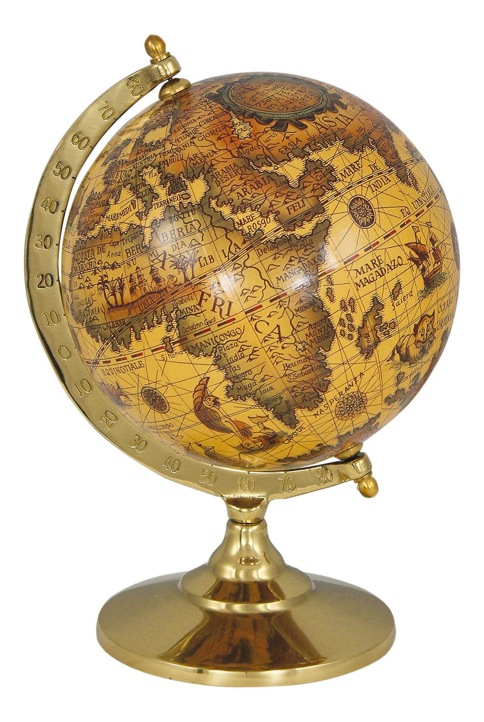 Maritime-Kunstideen Globus Brass Base Tarnish Resistant Diameter 15 cm Height 23 cm