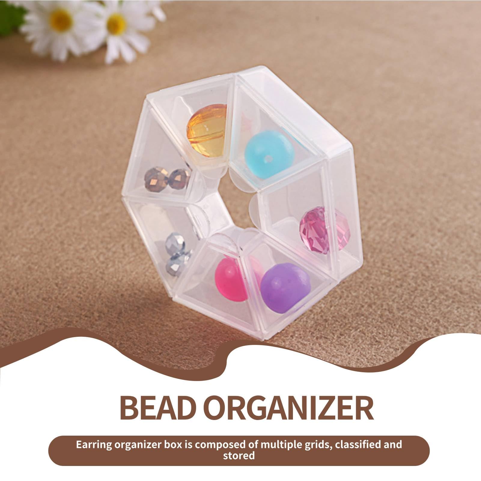 4pcs 7 Girds Bead Organizer, Clear Small Bead Organizers Jewelry Bead Storage Organizer Display Containers Case Box Mini Bead Storage Containers for Crafts Jewelry Screws Fishing Tackles