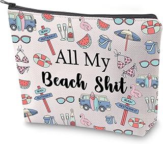 ZJXHPO Beach Travel Accessories Bag All My Beach Shit Makeup Bag with Zipper Beach Time Gift Beach Life Zipper Pouch Summer Bestie Trip Gift (C-Beach Shit)