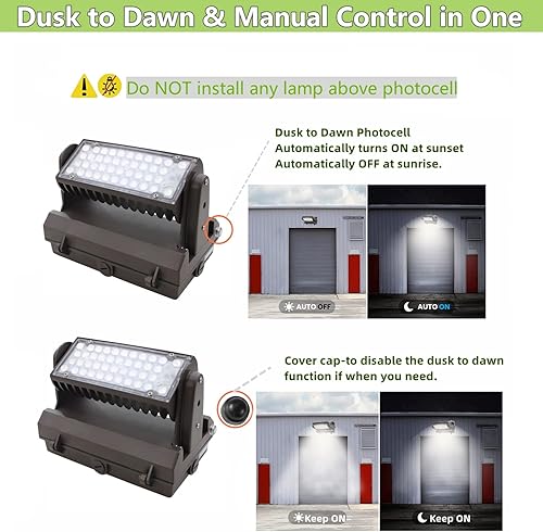 Miniatura 3 de Paquete de luz LED giratoria de 80 W del atardecer al amanecer, 5000 K, 10000 lúmenes, 400-600 W, equivalente a HPSHID, cabezal ajustable ETL,