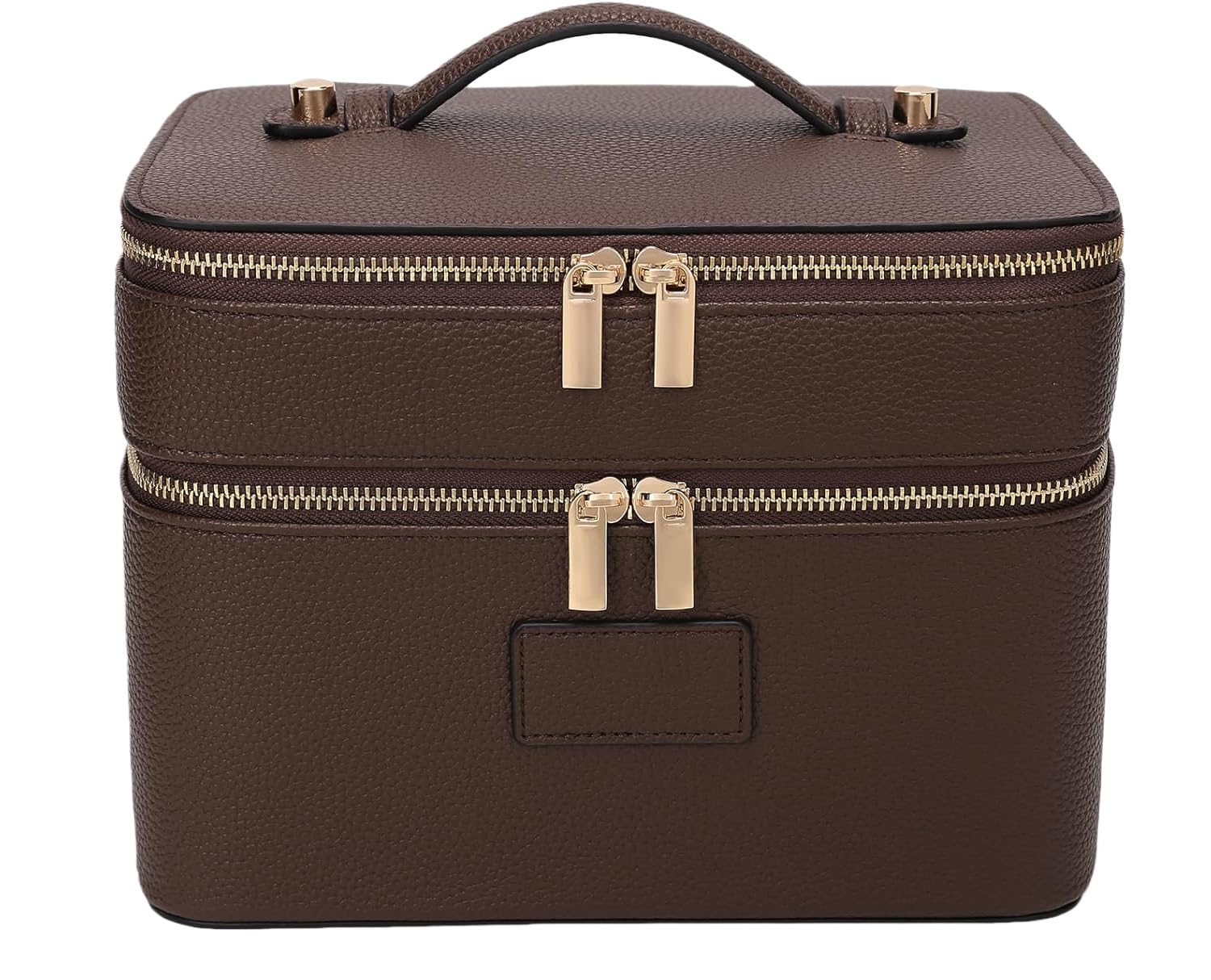 Vanity Maquillage en Cuir Double Couche Femme, Grande Trousse de Maquillage Voyage avec Compartiment Amovible, Trousse de Toilette Imperméable Portable