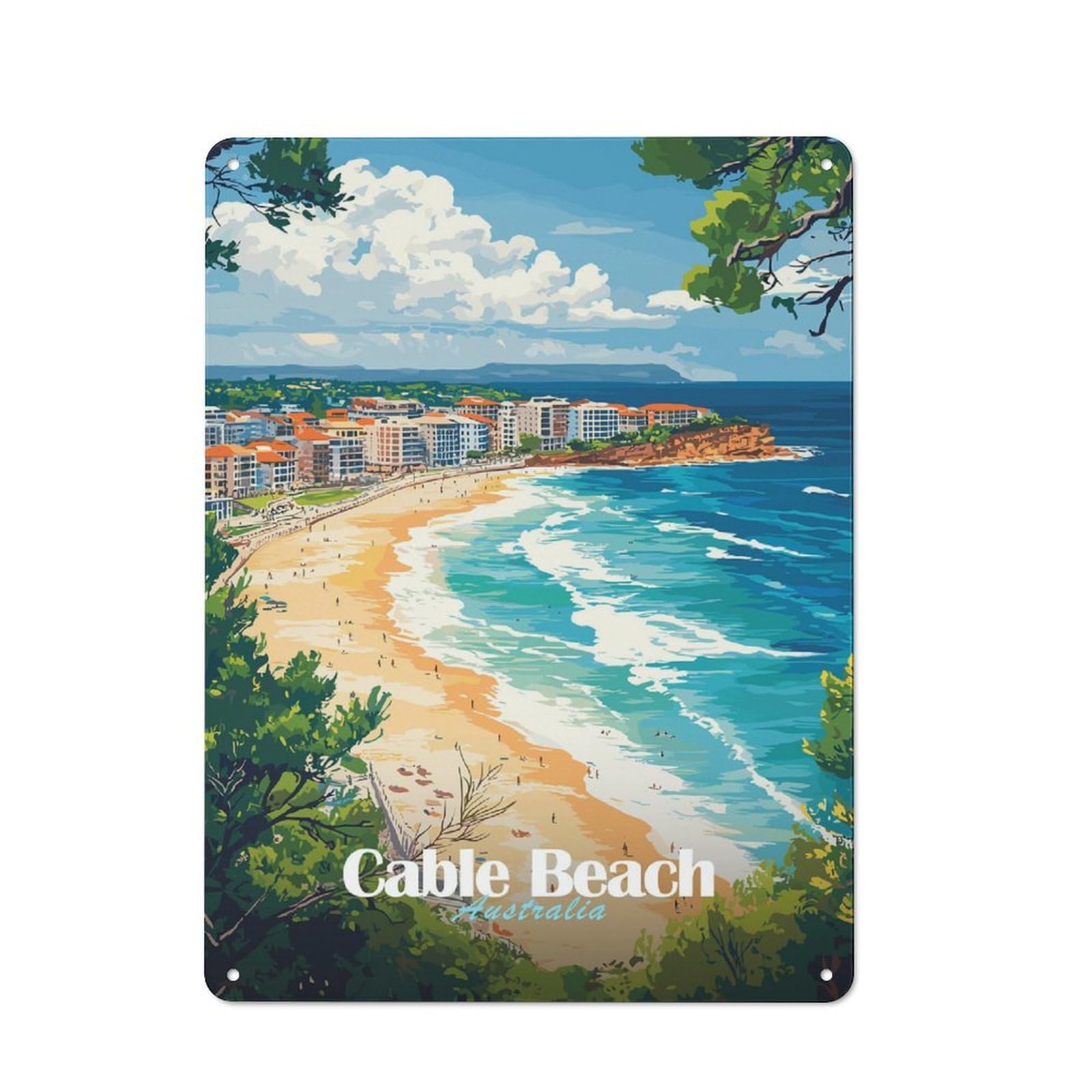 Cable Beach Australia Rustic Metal Sign 40x30cm for Pub Or Café, for Collectors of Rustic Metal Wall Decor
