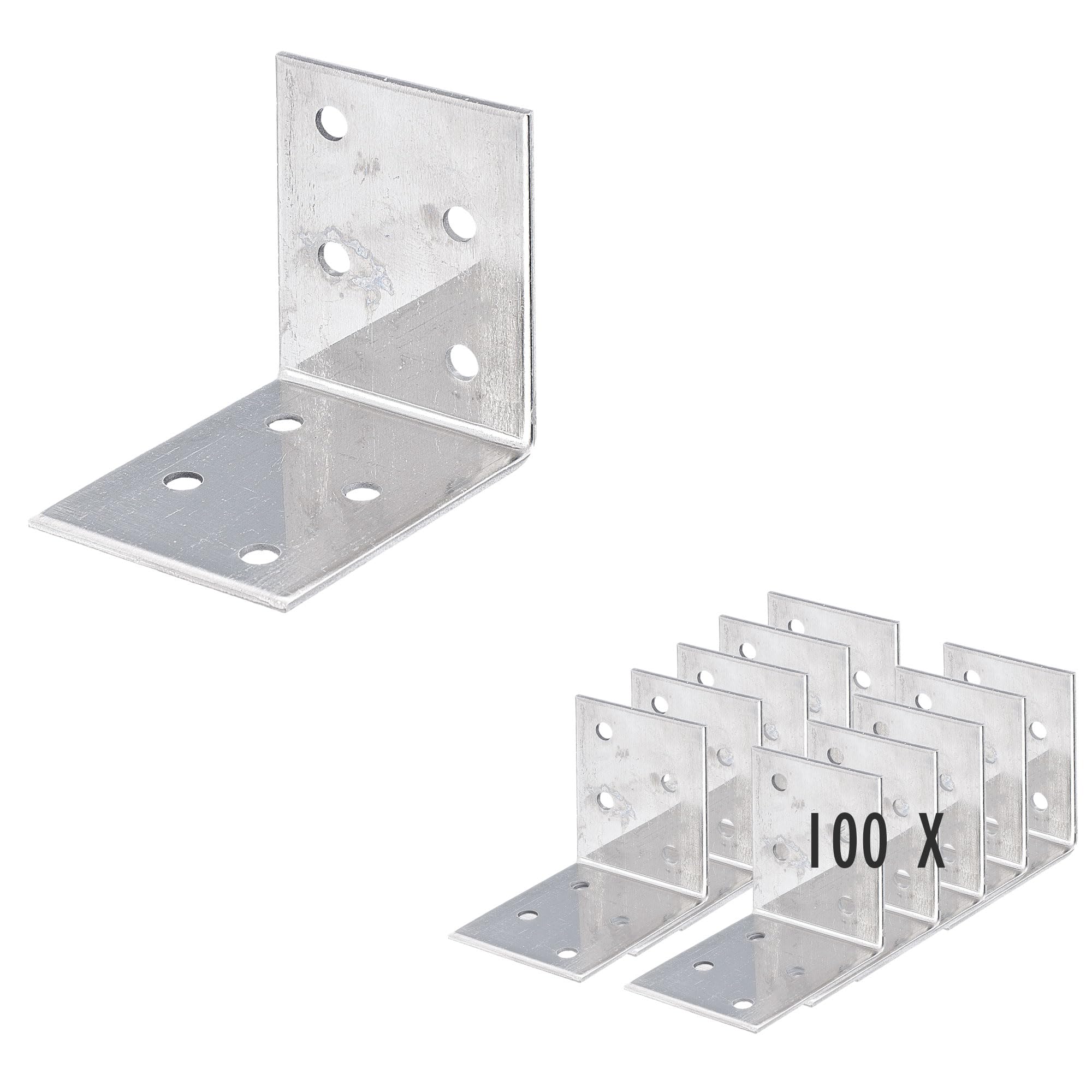 siwitec Winkelverbinder aus rostfreiem Edelstahl | 50 x 50 x 40 mm | 100 Stück | Holzverbinder mit Korrosionsschutz | gleichschenklig | für leichte Holzkonstruktionen