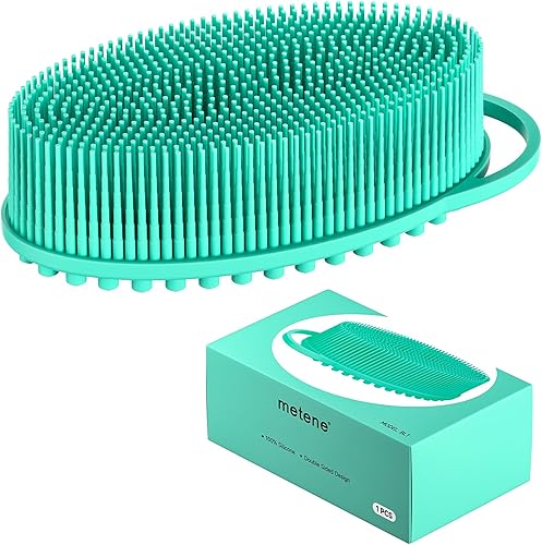 Metene Exfoliante corporal de silicona, exfoliante corporal para uso en ducha, espuma bien, larga duración, limpiador corporal suave para ducha y