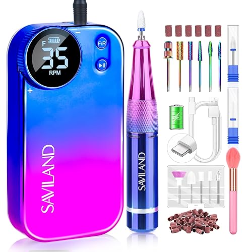 Saviland Taladro eléctrico de uñas, mejora rosa y azul