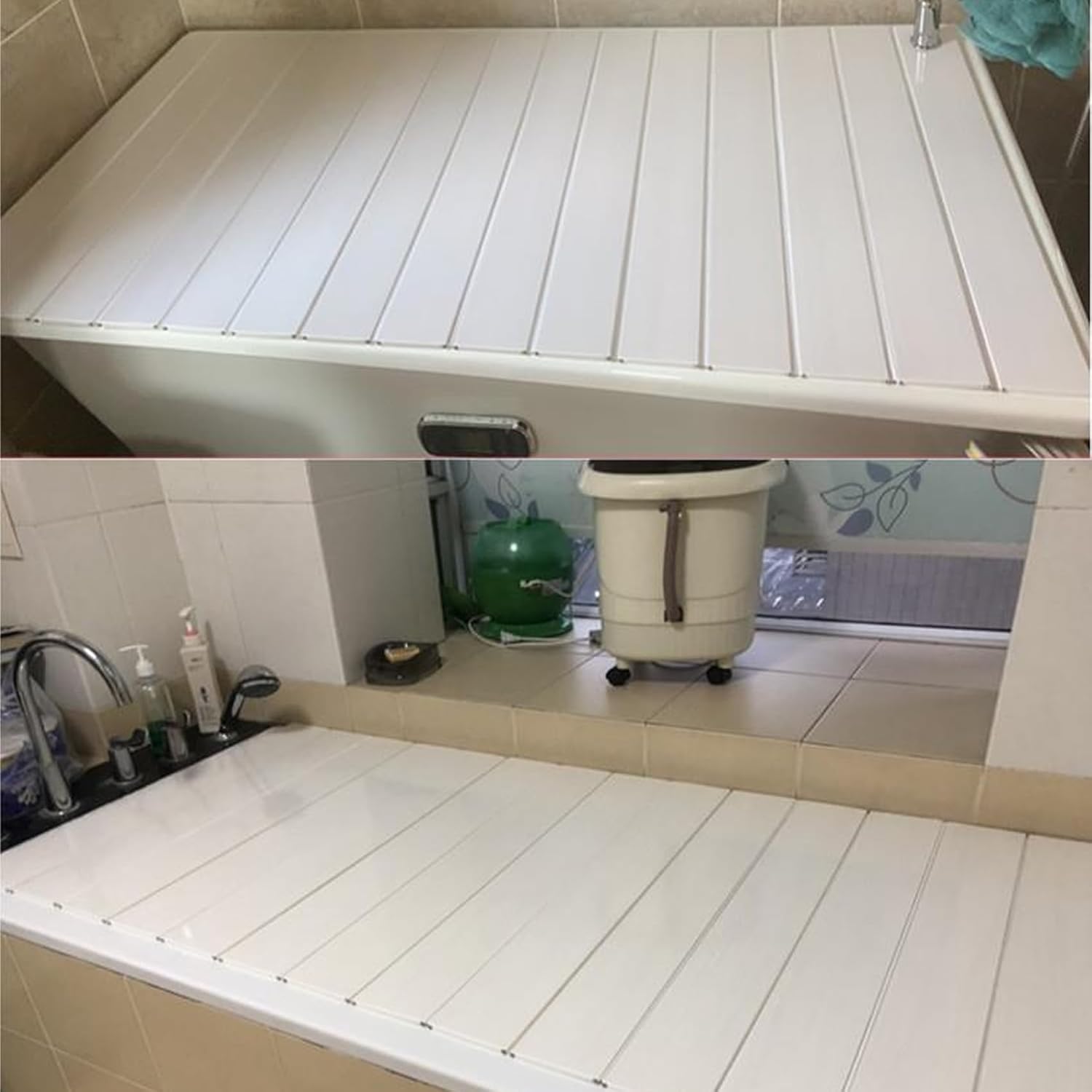 カバー 浴室 フロフタ 風呂蓋 抗菌 バスタブふた 折りたたみ お風呂 蓋おしゃれ ホワイト 浴槽ふた 保温 防カビ 防塵 置物 7