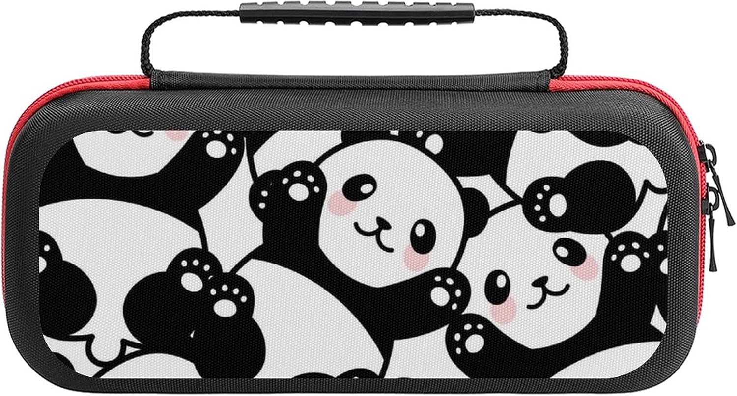 FunnyStar Funny Panda Face Printed Carrying Case Storage Bag For Nintendo Switch Lite & Accessories Travel Portable,white,One size(FunnyStar)