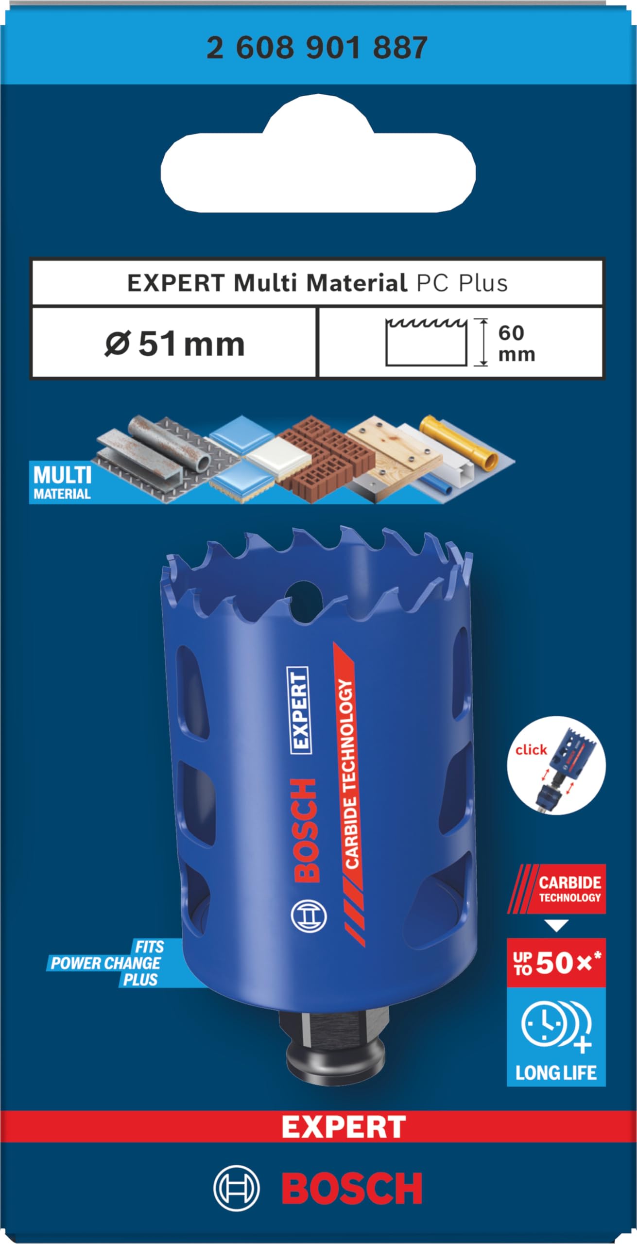 Bosch 1x Scie trépan EXPERT Multi Material Power Change Plus