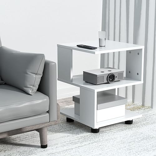 Miniatura 13 de MASAKA B&W - Mesitas de noche negras Magic Cube, estilo moderno - Mesitas de noche rectangulares de diseño hueco de 2 niveles, mesa de noche Negro