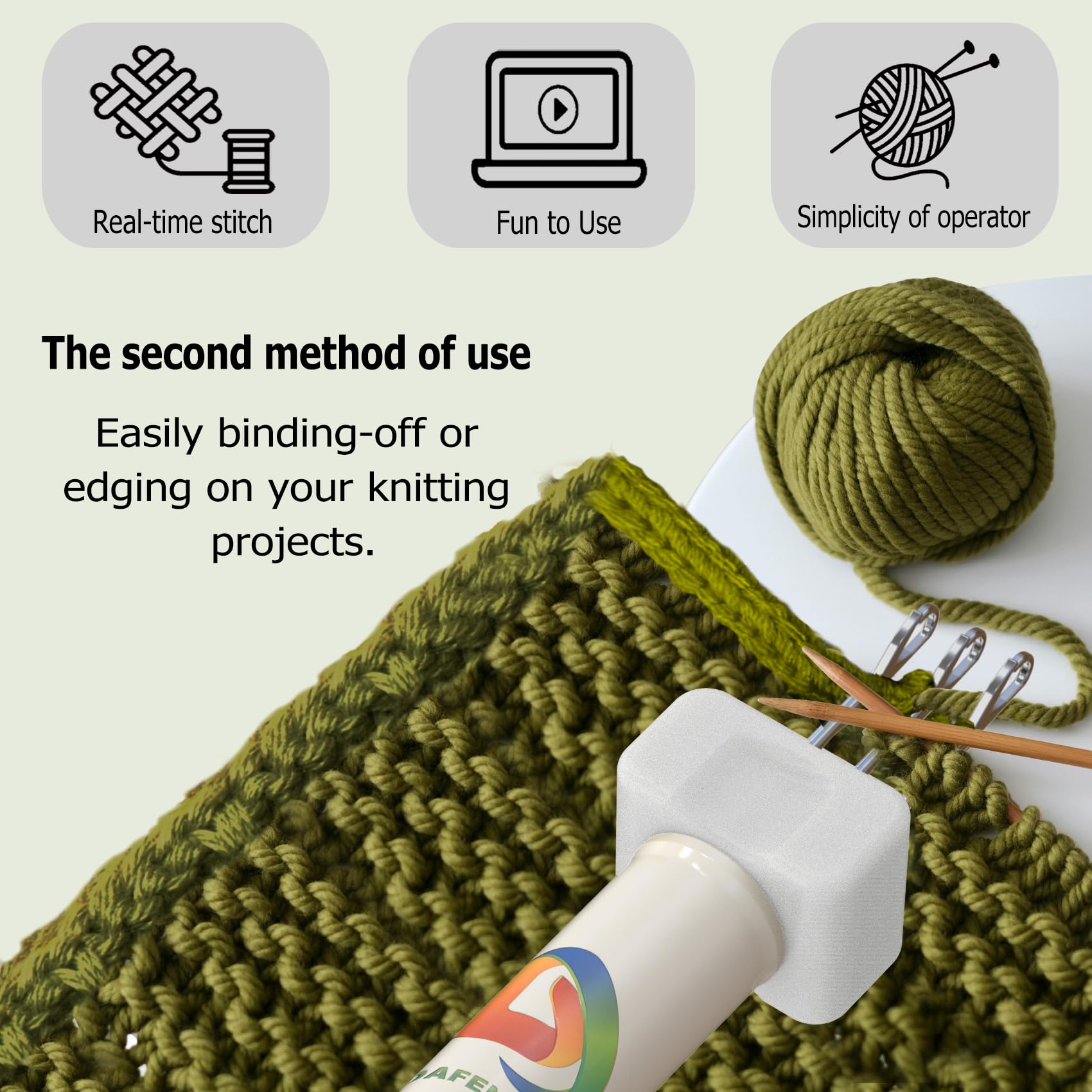 DAFENCHI 3 Knüpfhaken Kordel-Strickwerkzeug, Kordelmacher zum Abbinden oder Einfassen von Strickprojekten, Häkelnadelwerkzeug, Beige