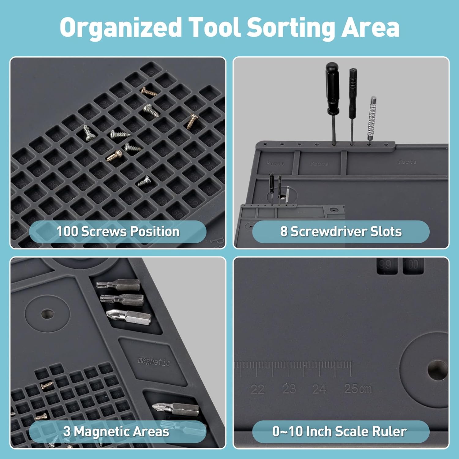 Helping Hands Soldering Station, 10X Magnifying Glass with Light and Stand, Non-Slip Repair Mat Magnifying Lamp, Any Color Stepless Dimming LED Lighted Magnifier for Electronics Craft Model
