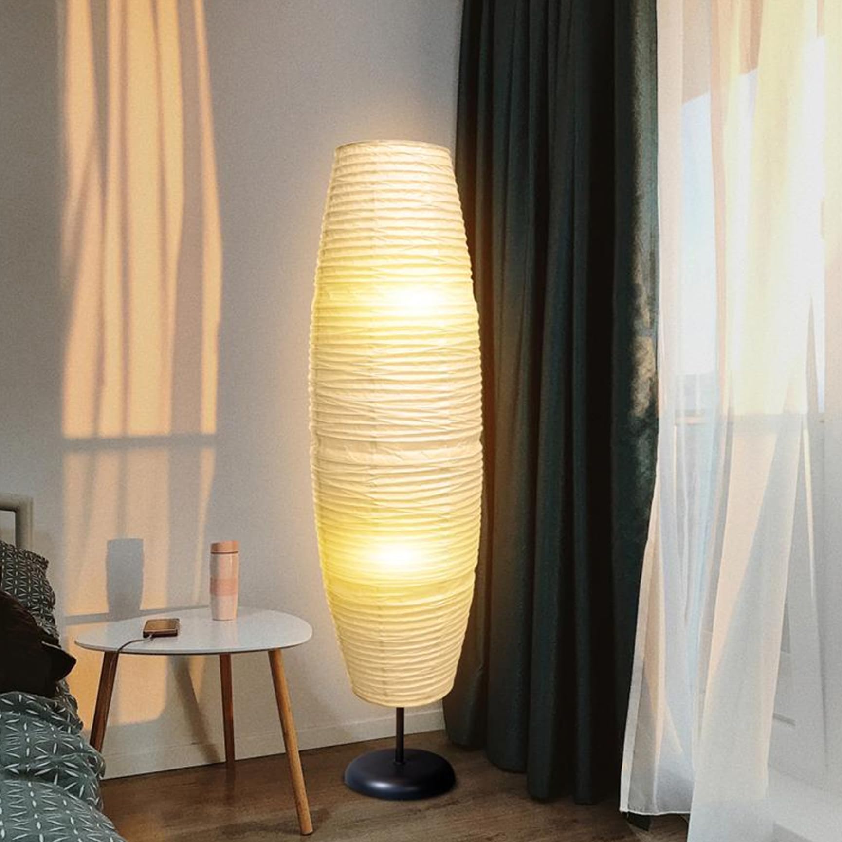 Sombra de Lámpara de Pie Moderna de Papel 43.3x12.6 Pulgadas para Sala de Estar o Dormitorio (Tira de Luz)