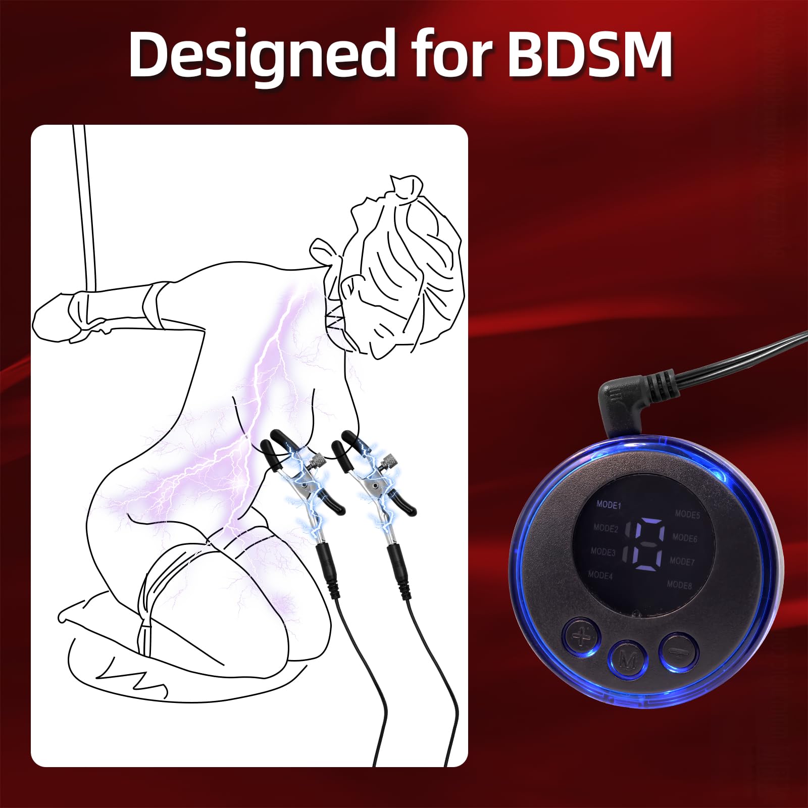 JANNSK Electric Shock Nipple Clip Chain, BDSM Nipple Clamps,Nipple Clitoral Clamps Stimulator Adjustable Adult Sex Toy