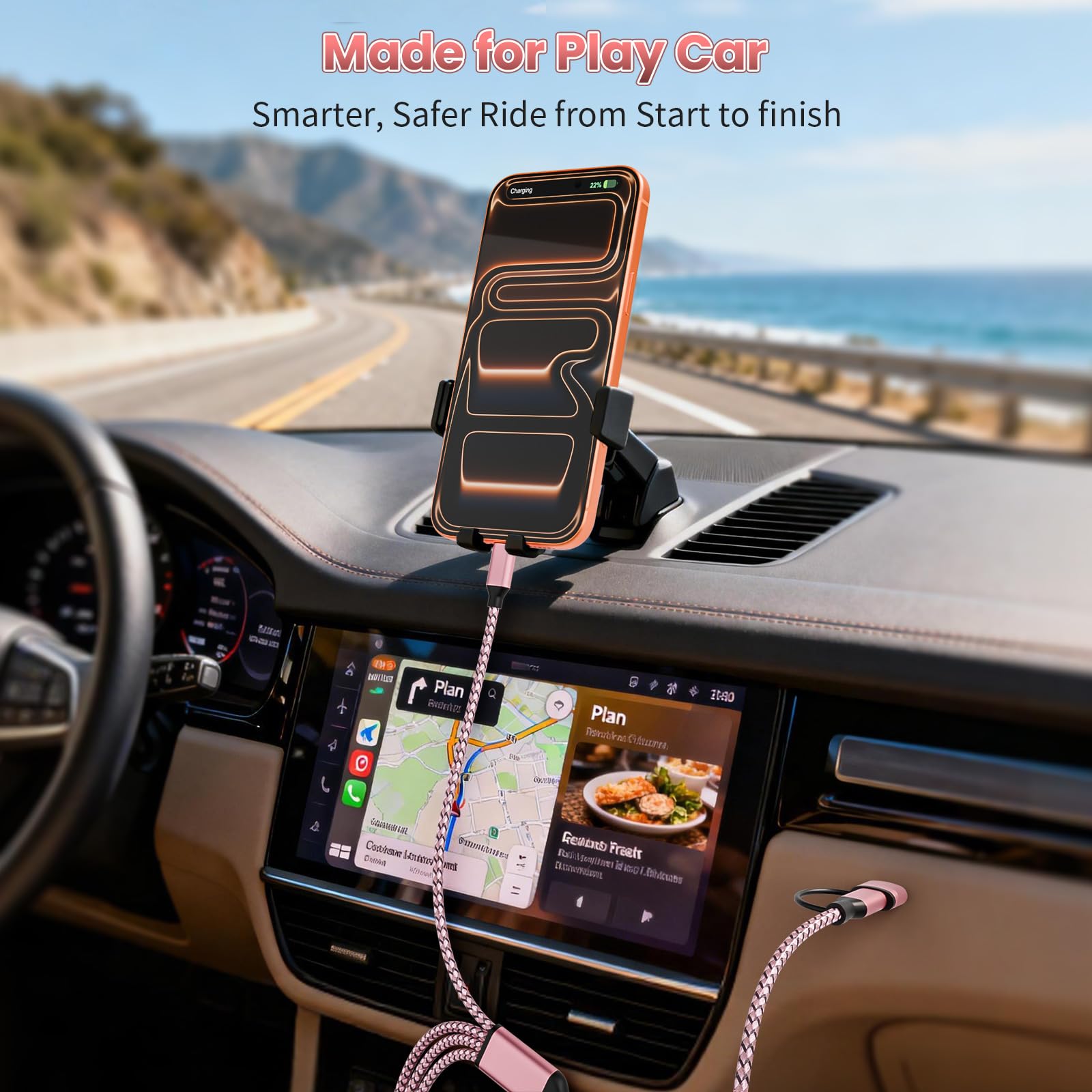 4 cavi di ricarica multipli di tipo C da 10,2 cm, 1,5 m, essenziale da viaggio per aerei e viaggi in crociera, USB A/C a 4 USB C, compatibile con iPhone 17-8, Android, iPad, Galaxy, tablet