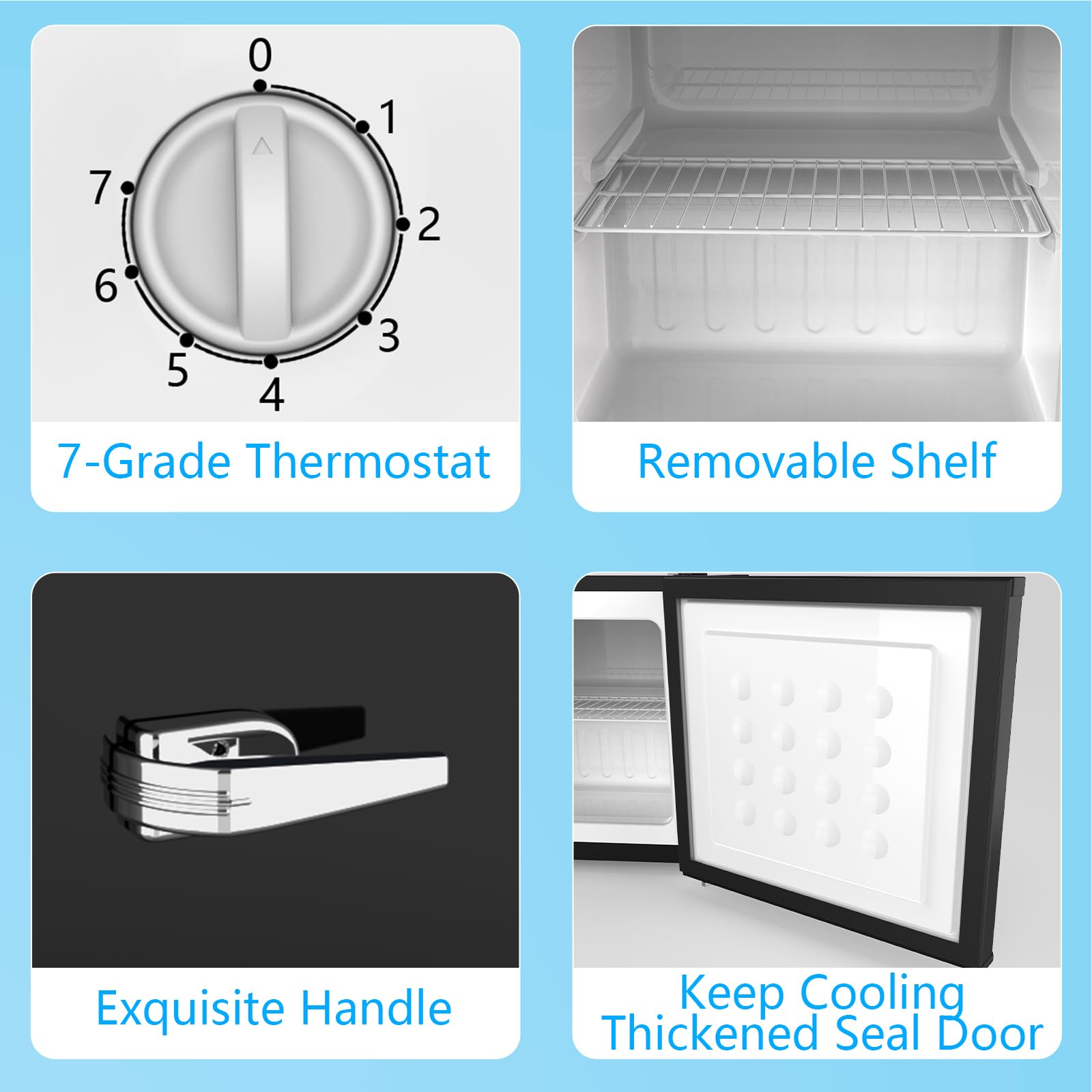 Cowsar 1.2 Cu.Ft Compact Freezer, Upright Freezers With Handle, Removable Shelves, Adjustable Thermostat, Low Noise Stand Up Congelador For Dorm, Office, Commercial,Black on Fridge.com - View 6