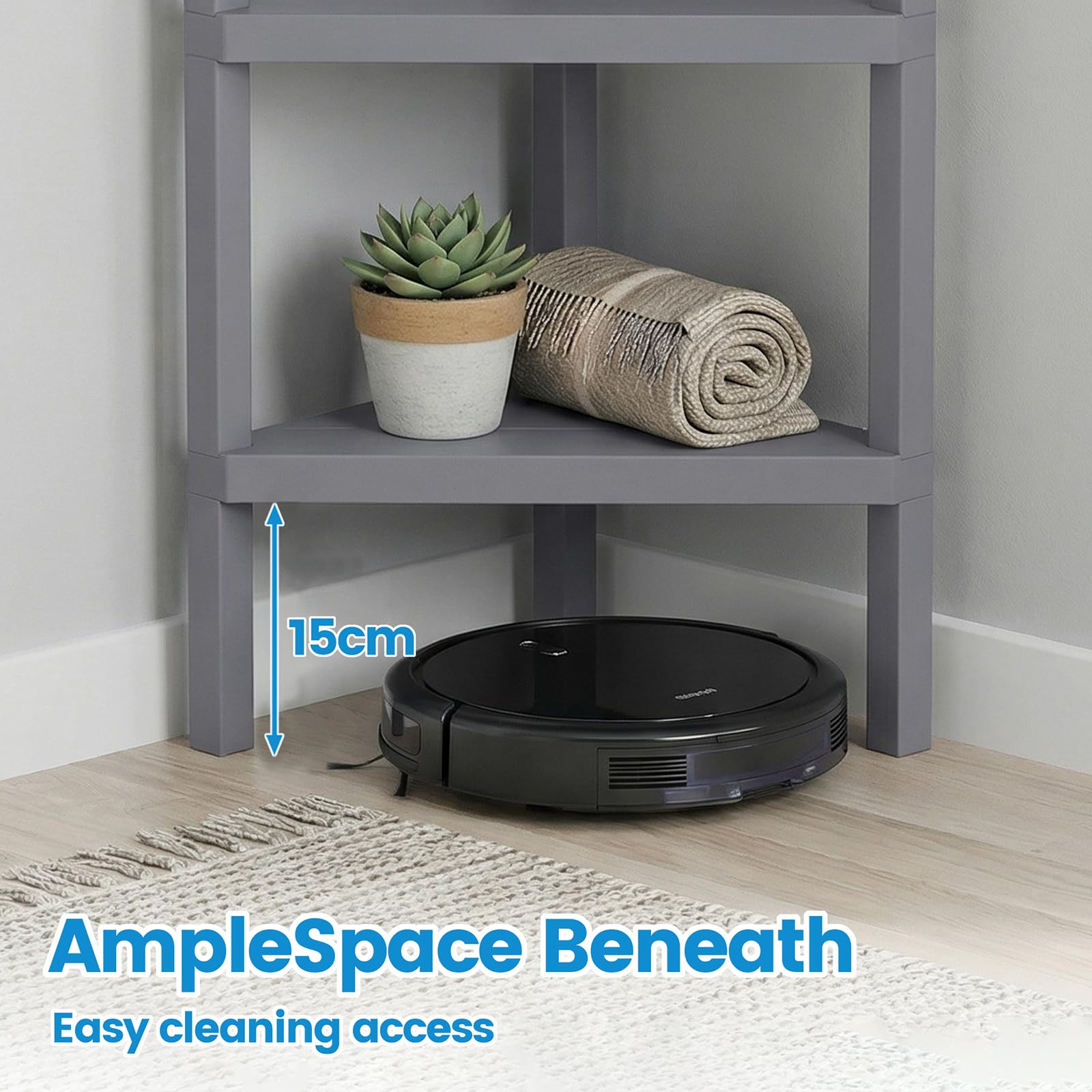 KOMFOTTEU - Estantes esquineros de 4 niveles, carga de 32 kg, mueble esquinero, plástico con estantes de láminas, ideal para baño, cocina, sala de estar, dormitorio, oficina, 46 x 33 x 99 cm (gris)