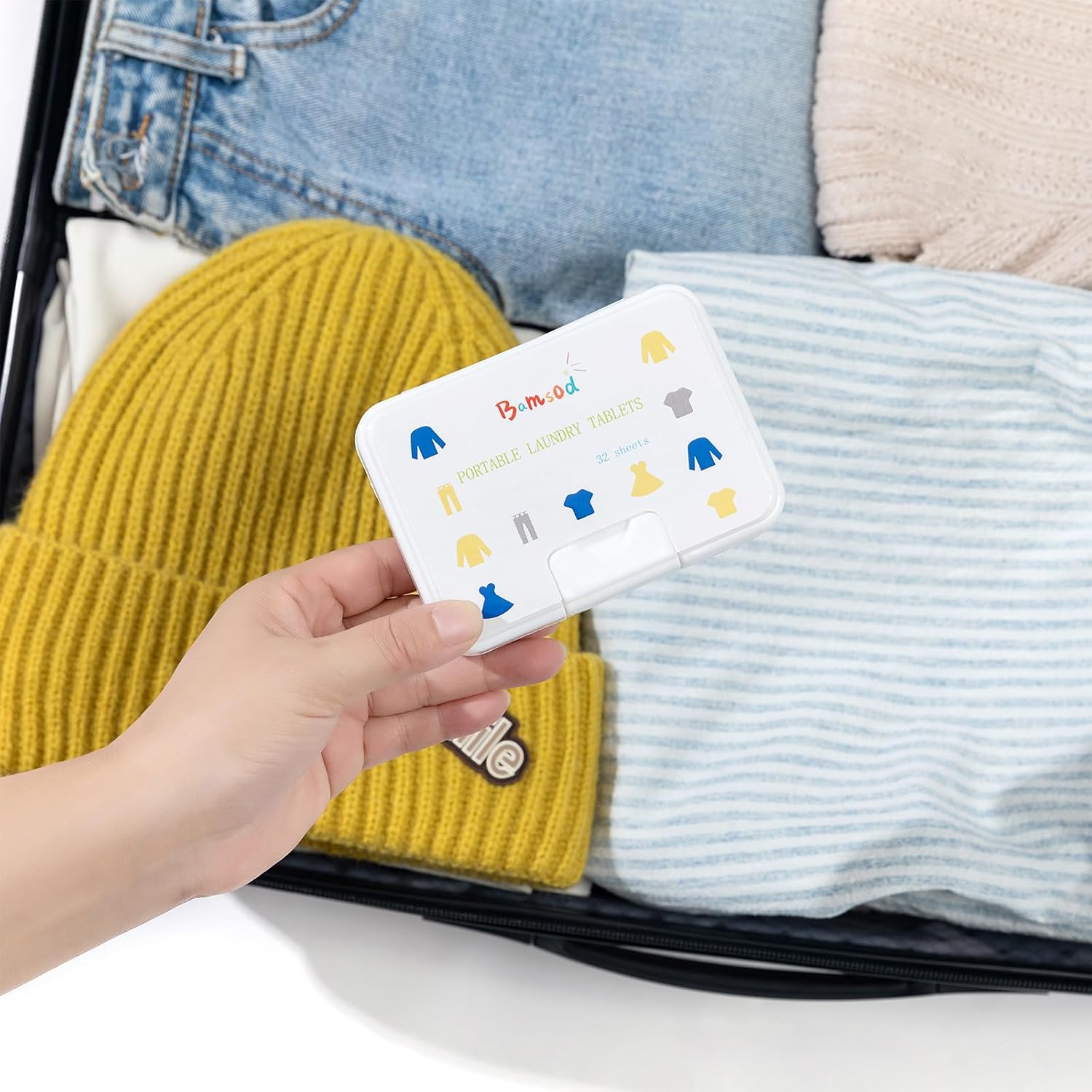 Bamsod Portable Laundry Sheets,Travel-Sized Laundry Detergent for Sink Washing, Soap Sheets for Travel,64 Loads / 2 Pack - Image 2