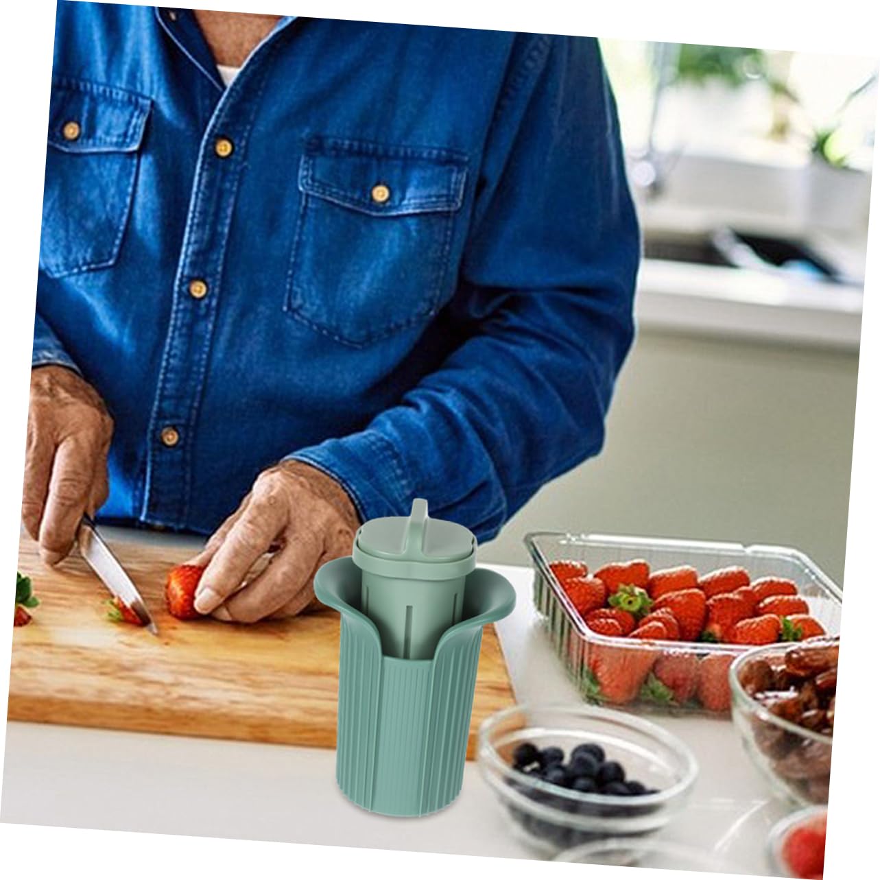 COLLBATH Portable Vegetable Cutter Strawberry Slicer Handheld Kitchen Tool for Effortless Fruit Veggie Preparation Sturdy Material for Quick Precise Slicing Essential for Home Cooking