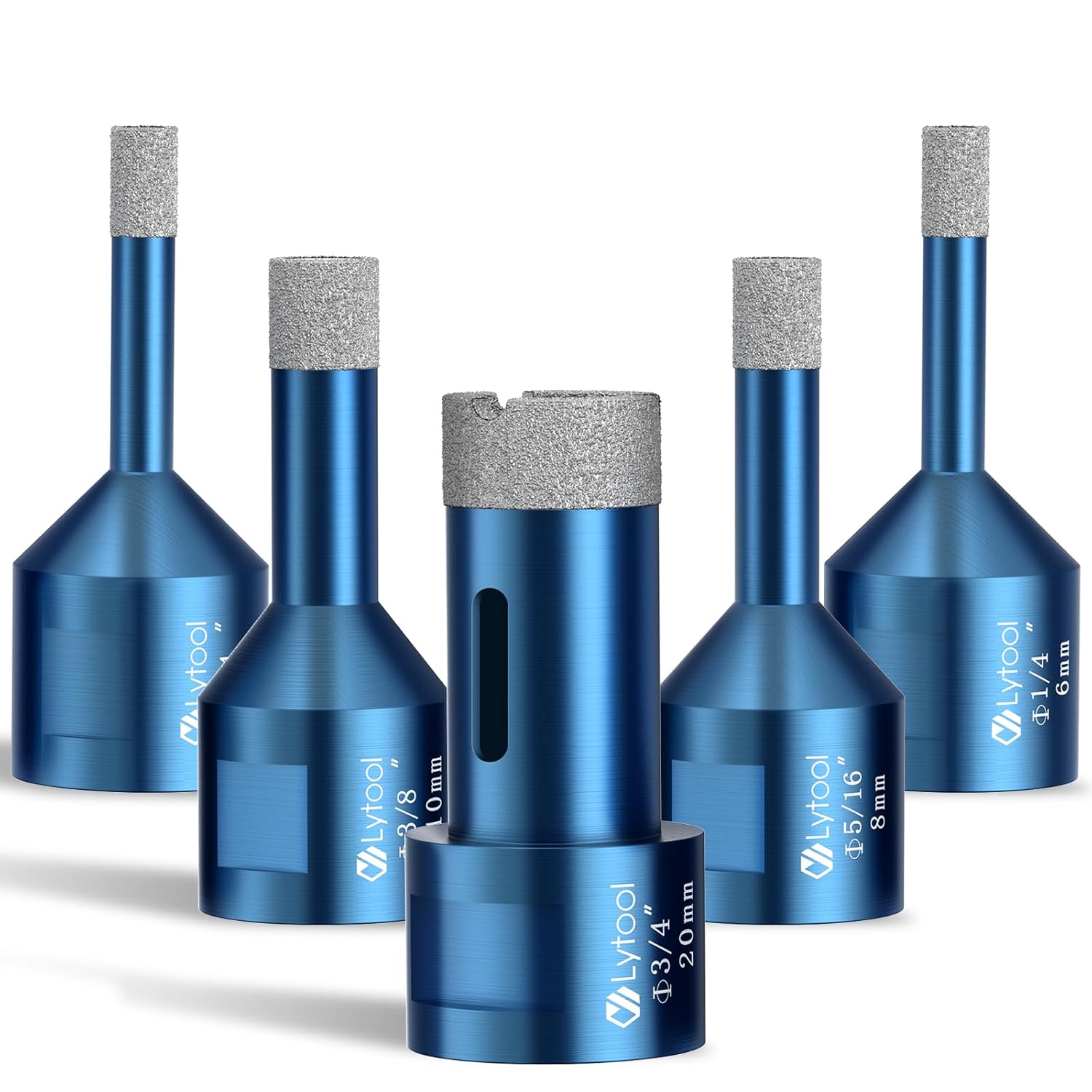 M14 Tile Drill Bit Lytool 5-Piece Diamond Drill Glass Drill Set for M14 Angle Grinder Diameter 6 | 6 | 8 | 10 | 20 mm for Drilling Tiles, Glass, Marble, Granite, Porcelain Stoneware